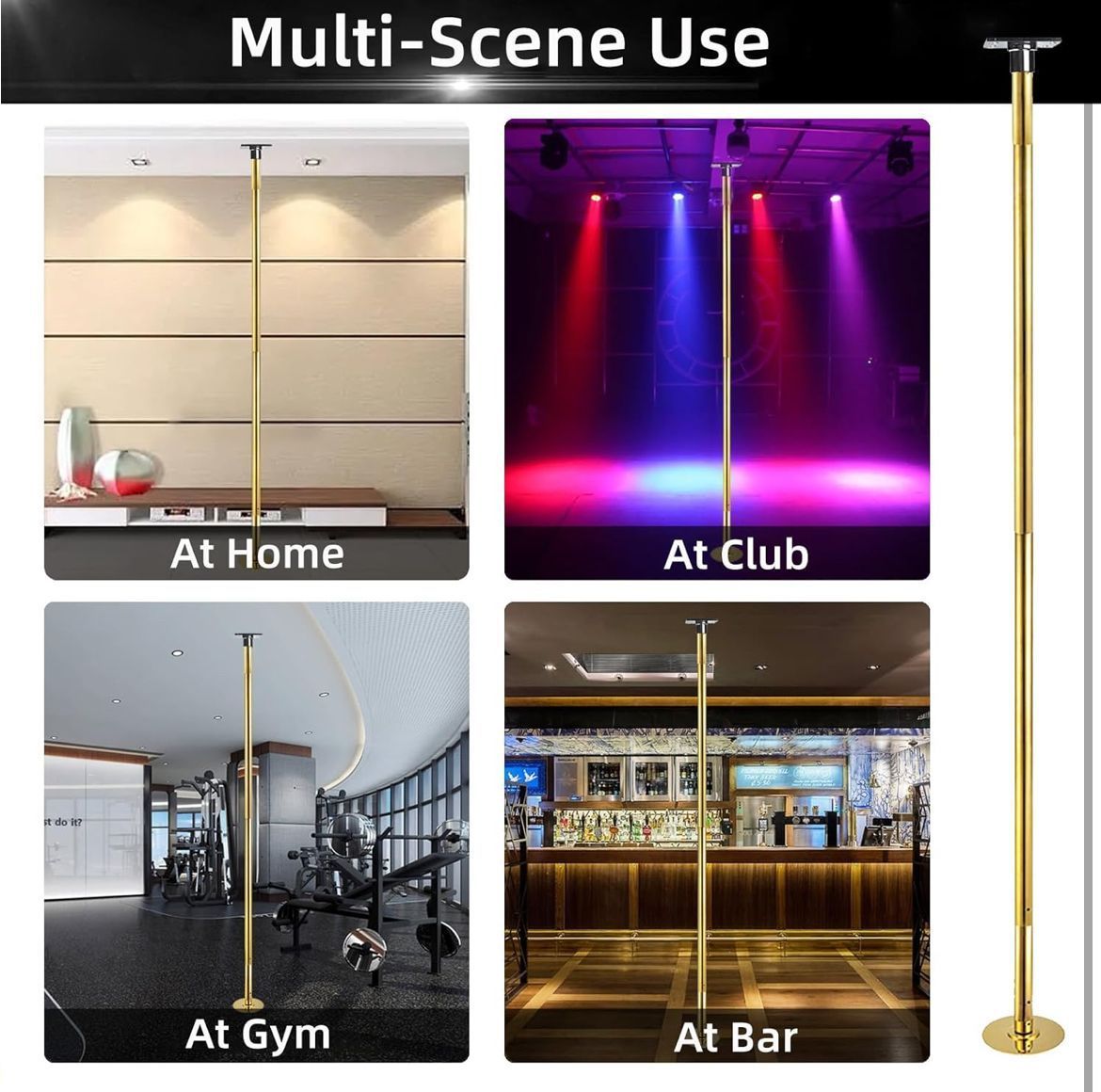 Kit De Pole Dance PRIOR FITNESS 45mm Fixe Et Spinning Noir - Professionnel - Open Box