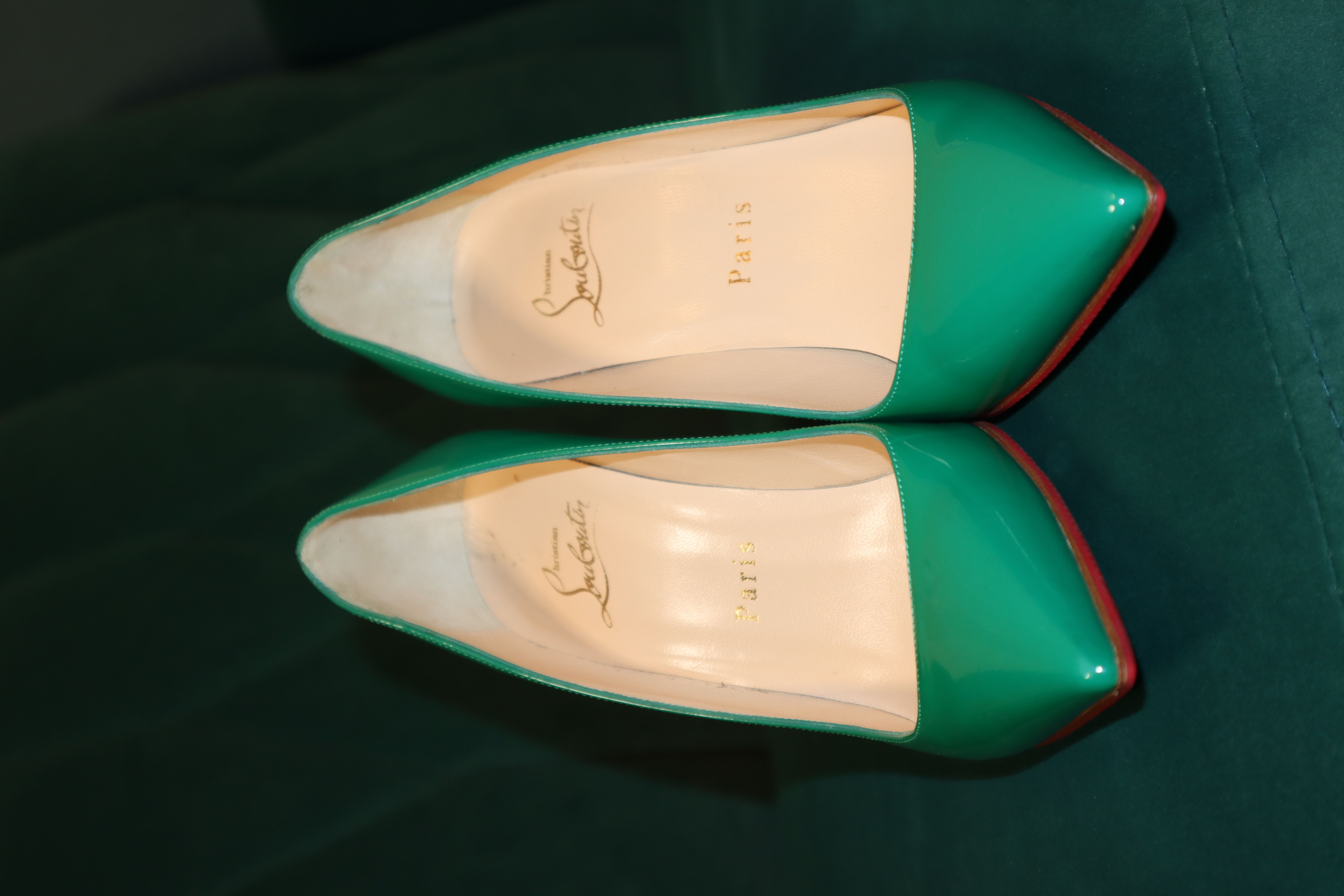 33- New! Christian Louboutin Green Patent Leather Kate Pumps