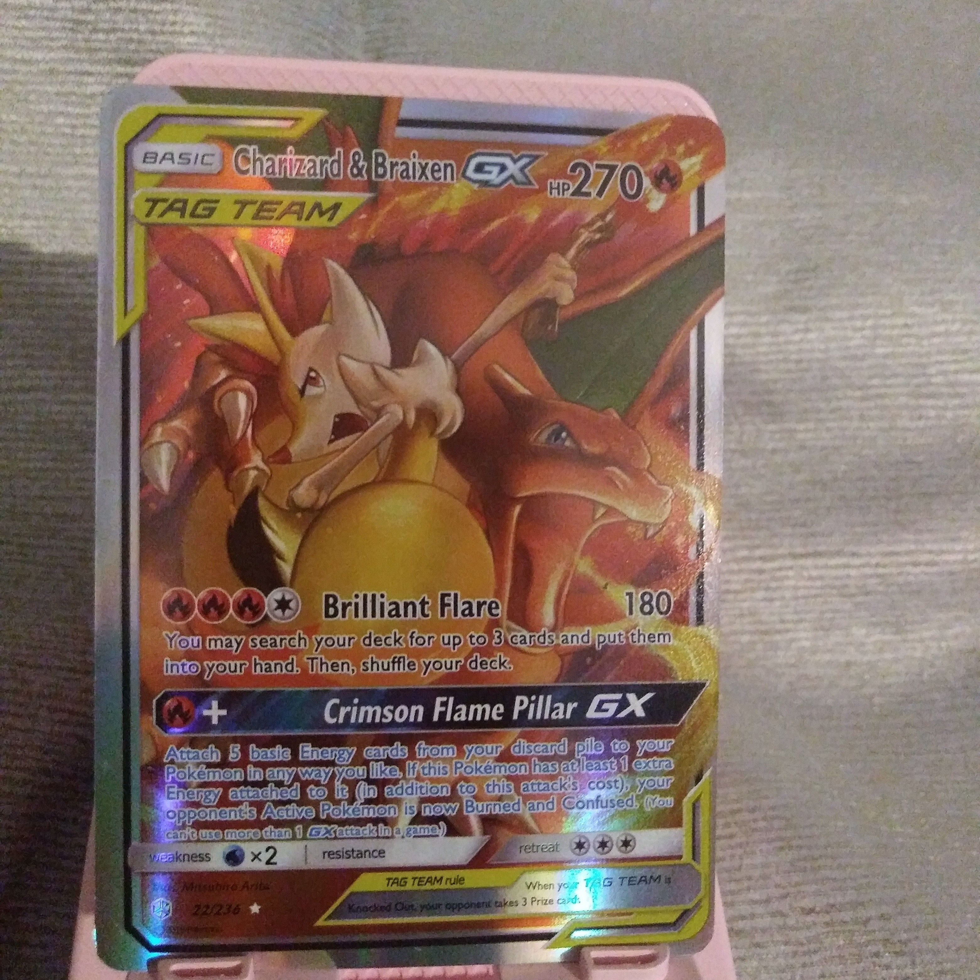 Basic Pokemon Charizard & Braixen GX - HP 270 Trading Card