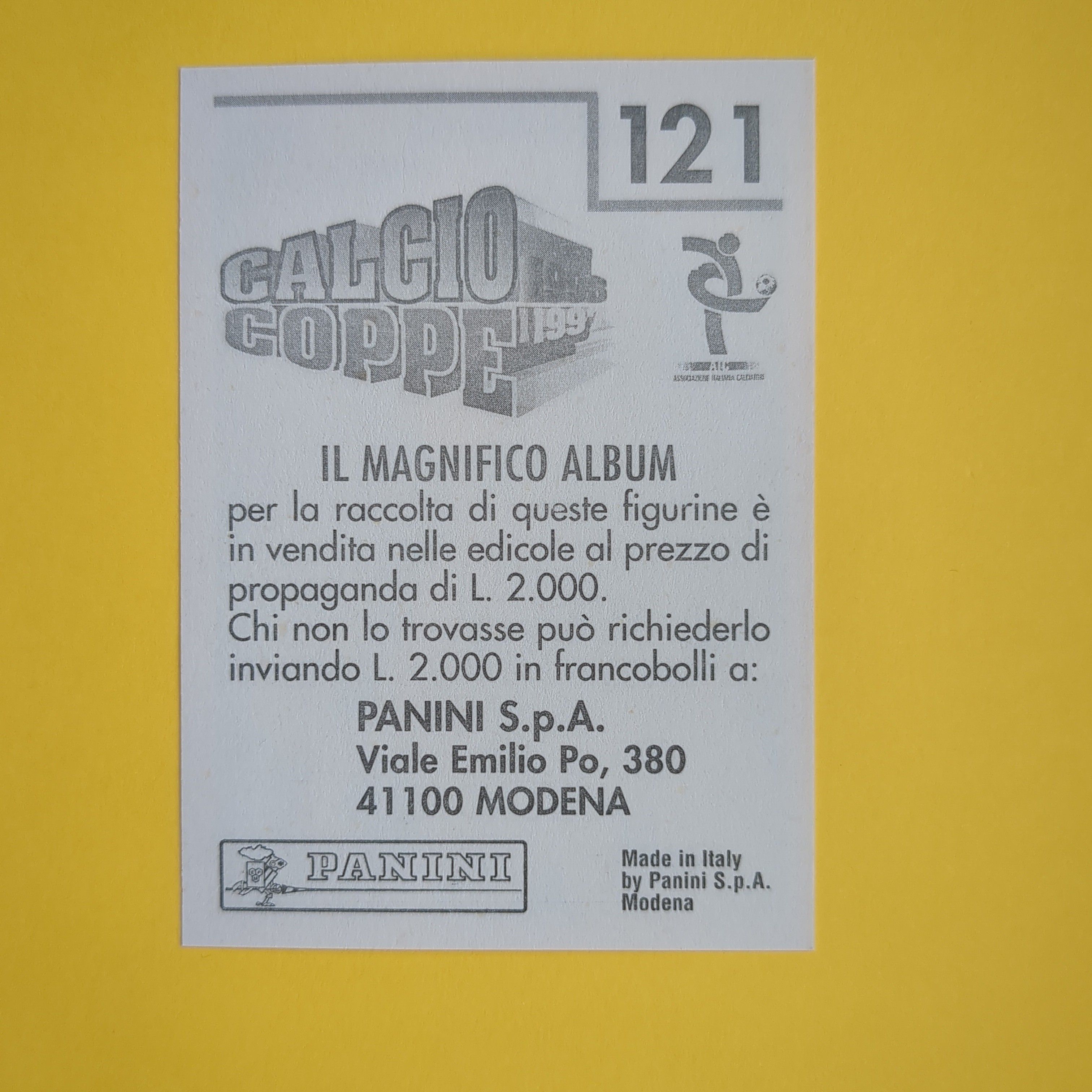 Figurine calcio Coppe N.D Scudetto Parma Cannavaro 1996-97
