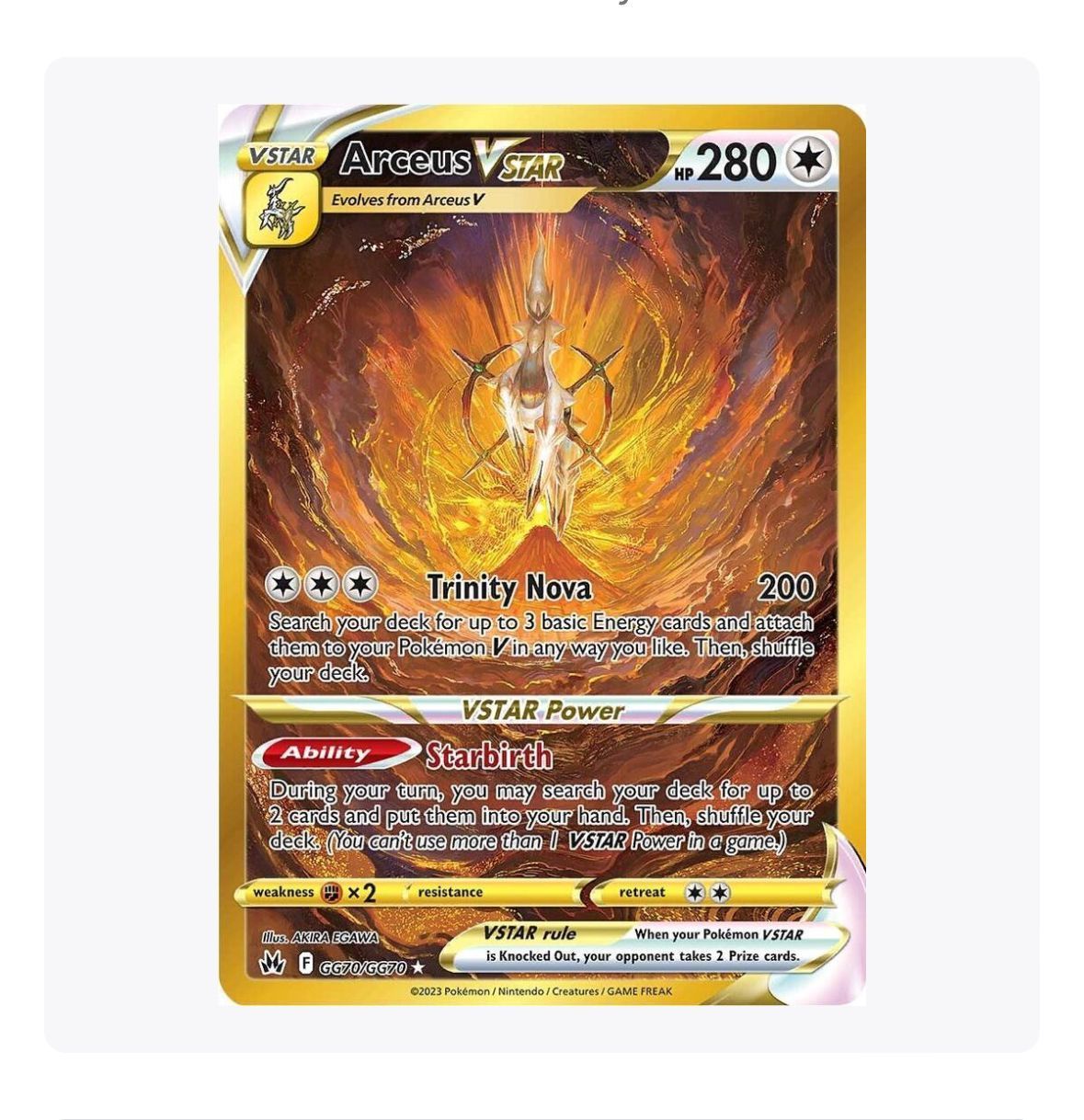 Arceus Vstar good Gold GG70 Crown Zenith Galarian Gallery Pokemon Card