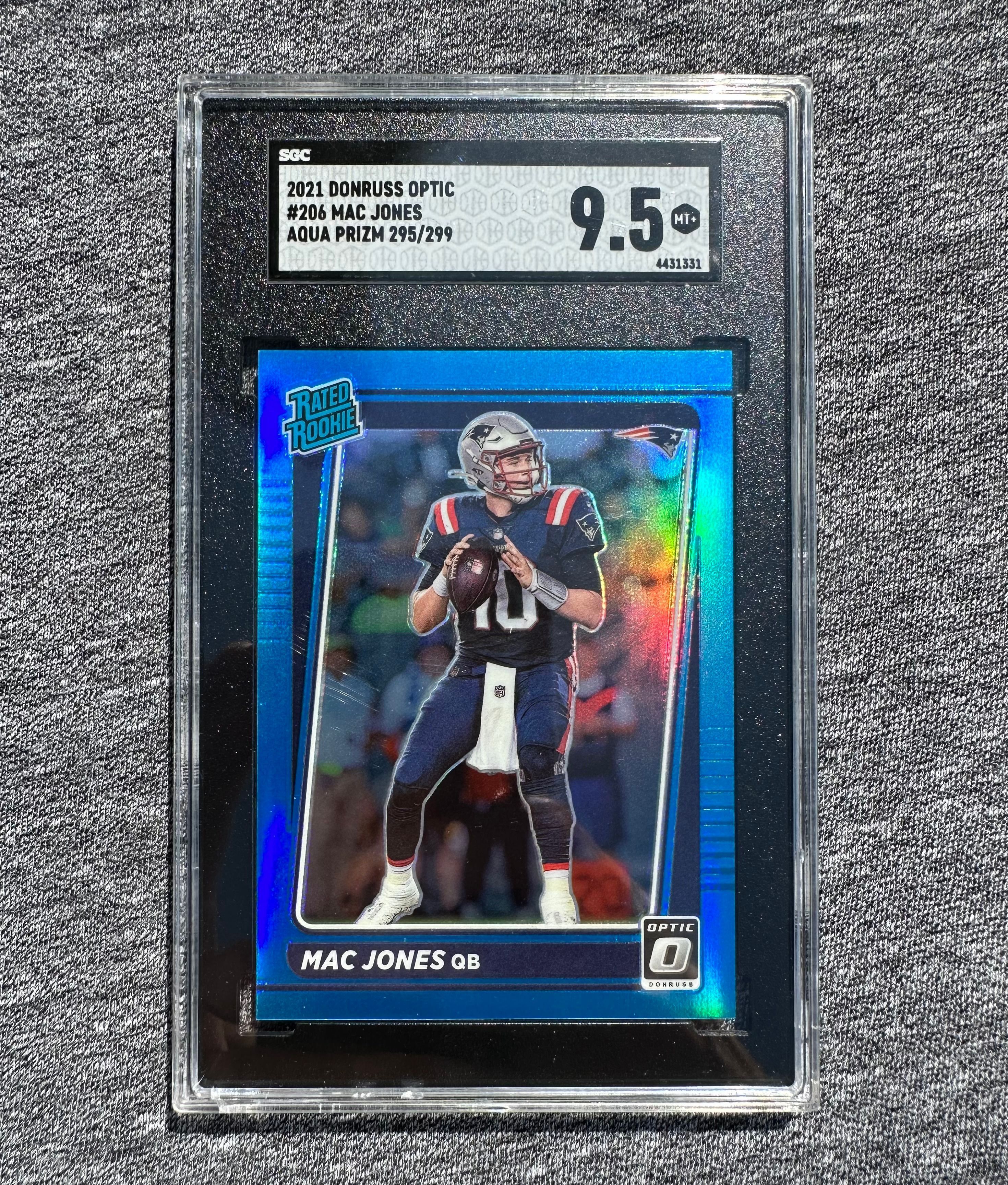 MAC JONES SGC 9.5 2021 DONRUSS OPTIC 206 RATED ROOKIE AQUA PRIZM /299 RC  Patriots  Whatnot: Shop, Sell, Connect