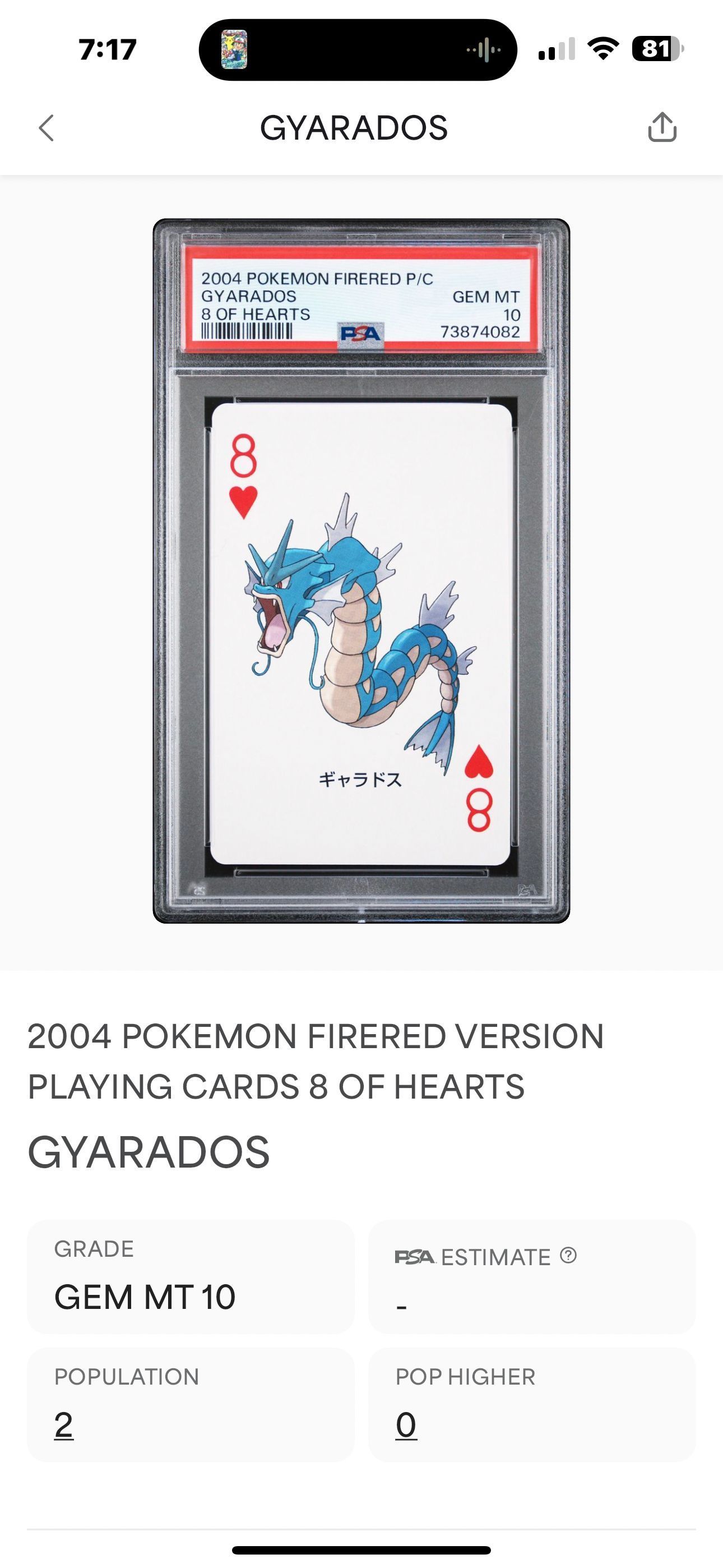 Gyarados 2004 Pokemon Firered Version Playing Cards Gyarados 8 Of Hearts  PSA GEM MT 10  Whatnot: Shop, Sell, Connect