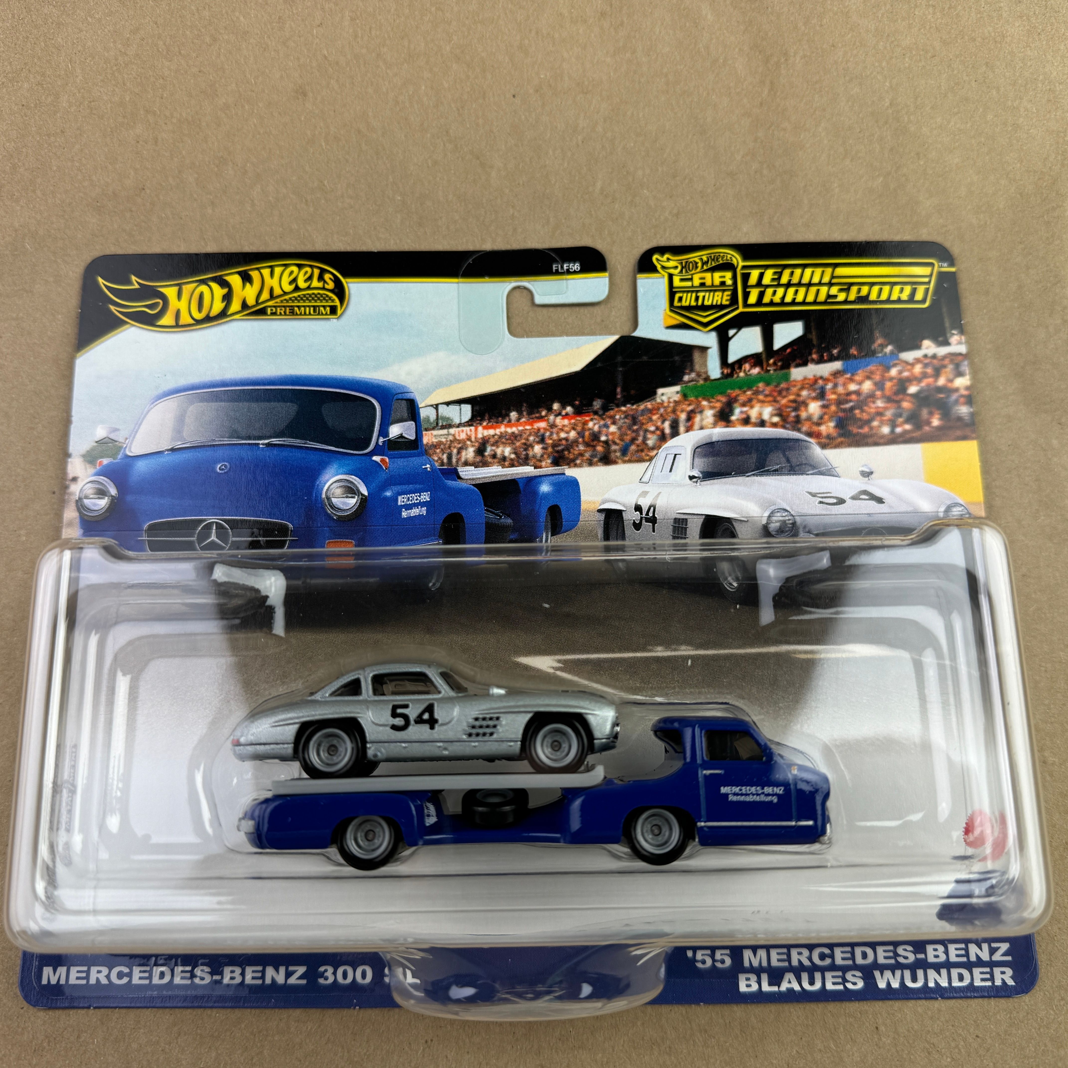 Hot Wheels Team Transport '55 Mercedes-Benz Blaues Wunder