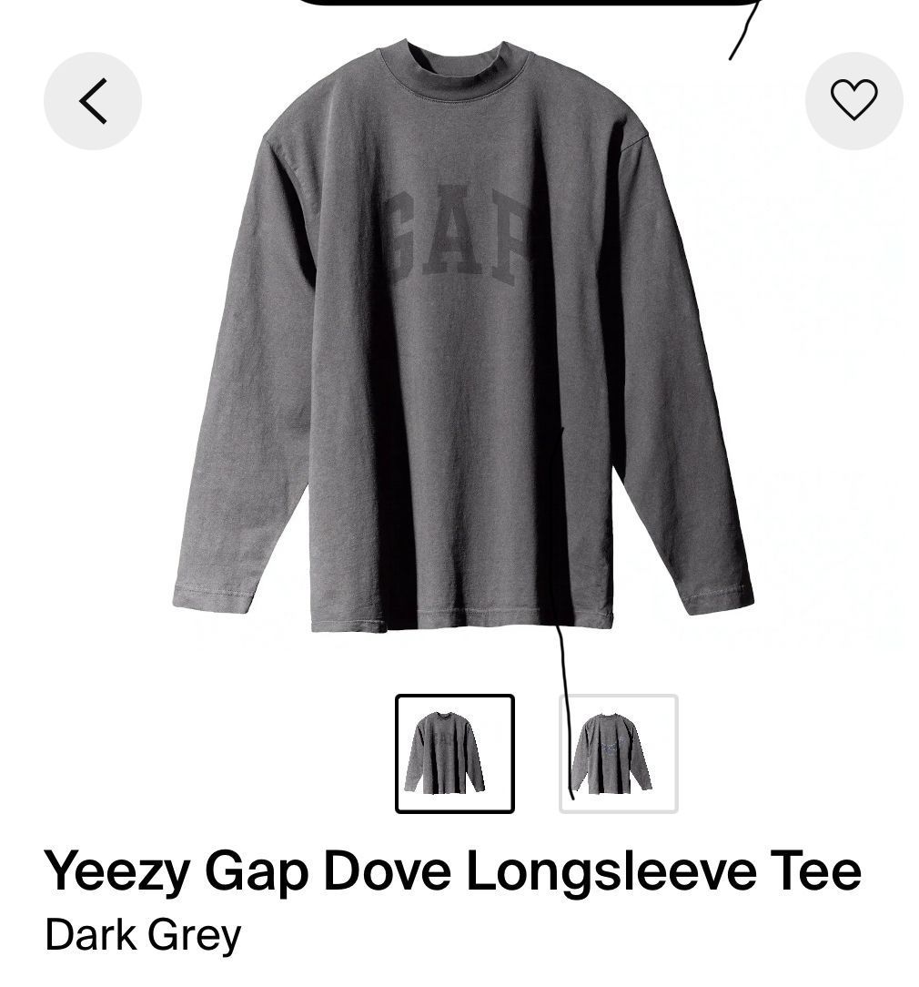 Yeezy Gap Dove Longsleeve Tee 'Dark Grey' · Whatnot: Shop