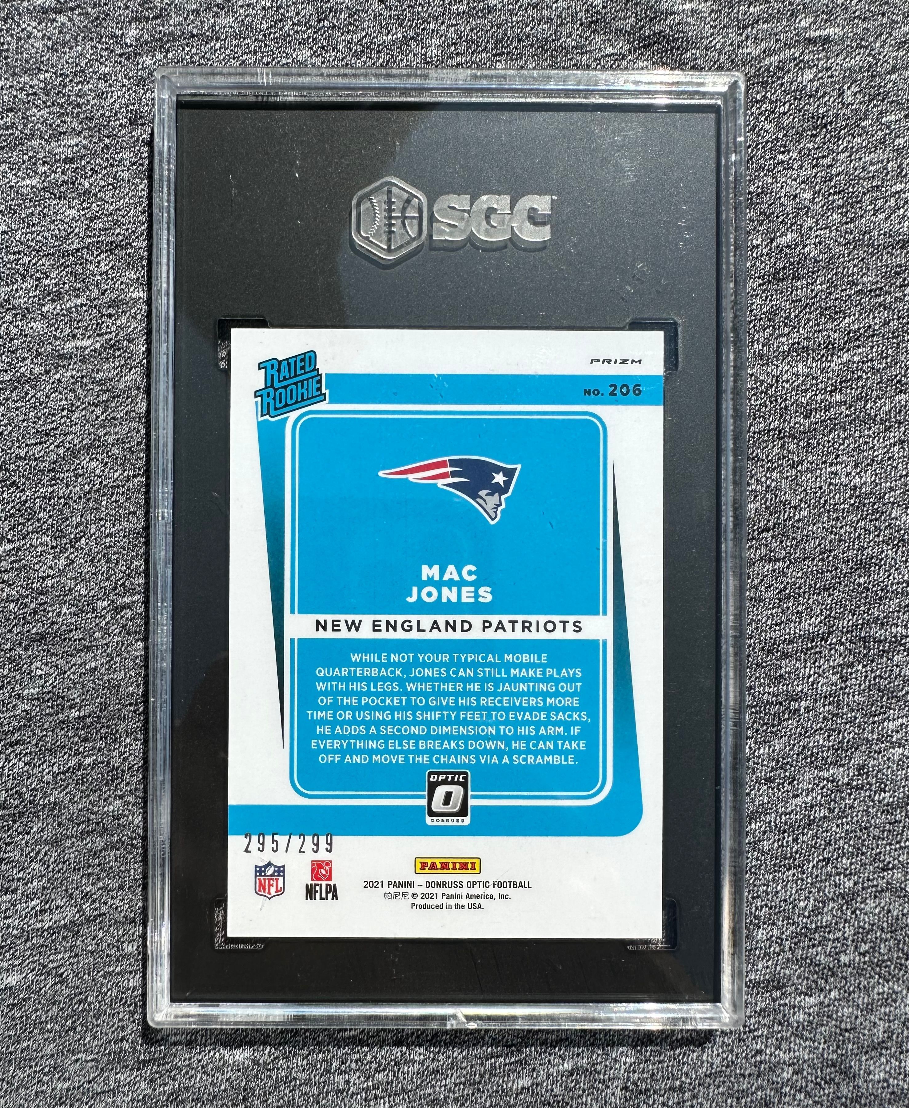 MAC JONES SGC 9.5 2021 DONRUSS OPTIC 206 RATED ROOKIE AQUA PRIZM /299 RC  Patriots  Whatnot: Shop, Sell, Connect