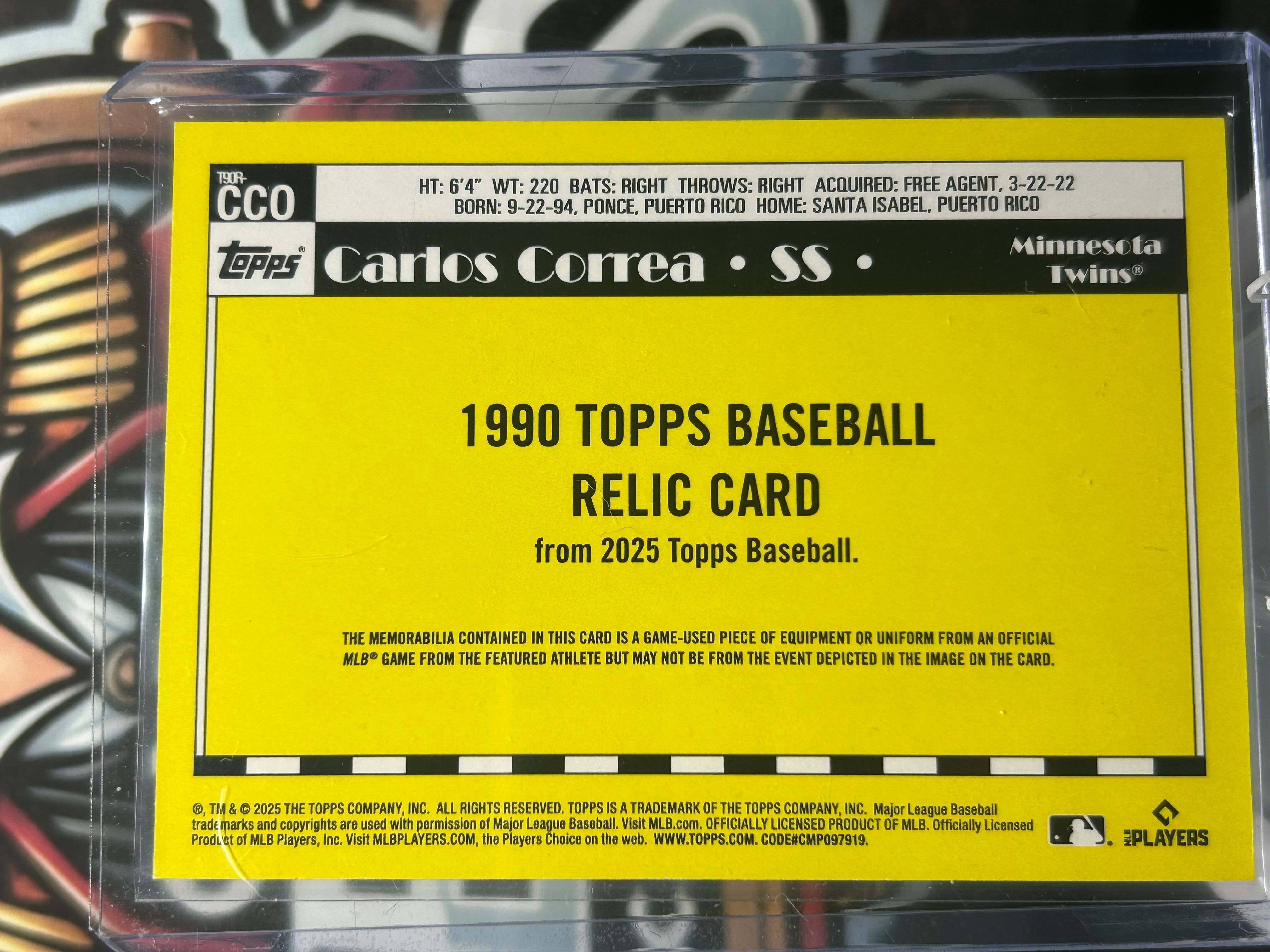 Carlos Correa 2025 Topps Series 1 1990 Relic [Bat] #T90R-CCO