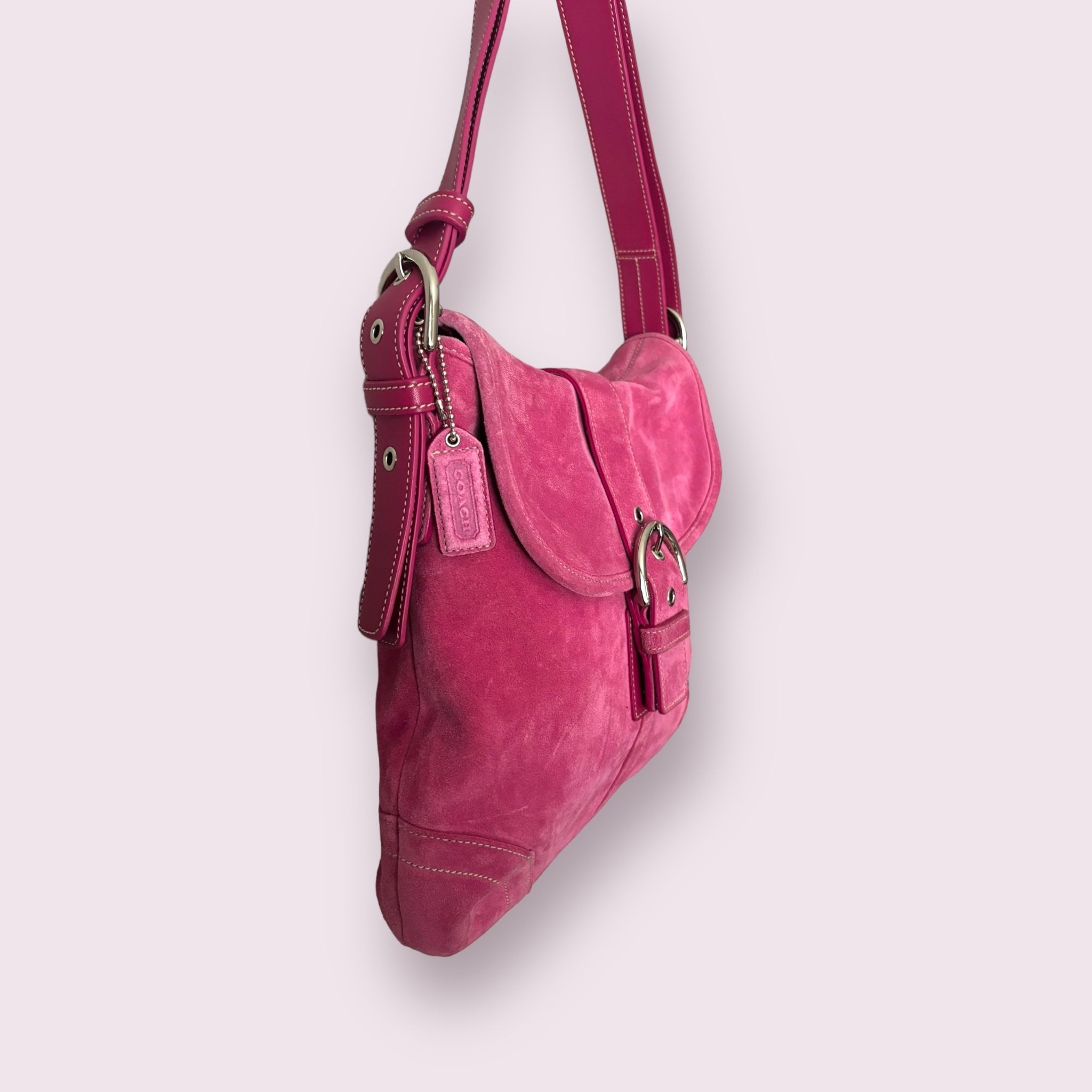 Vintage Rare Coach Suede Shoulder Bag 6050-9482 Pink