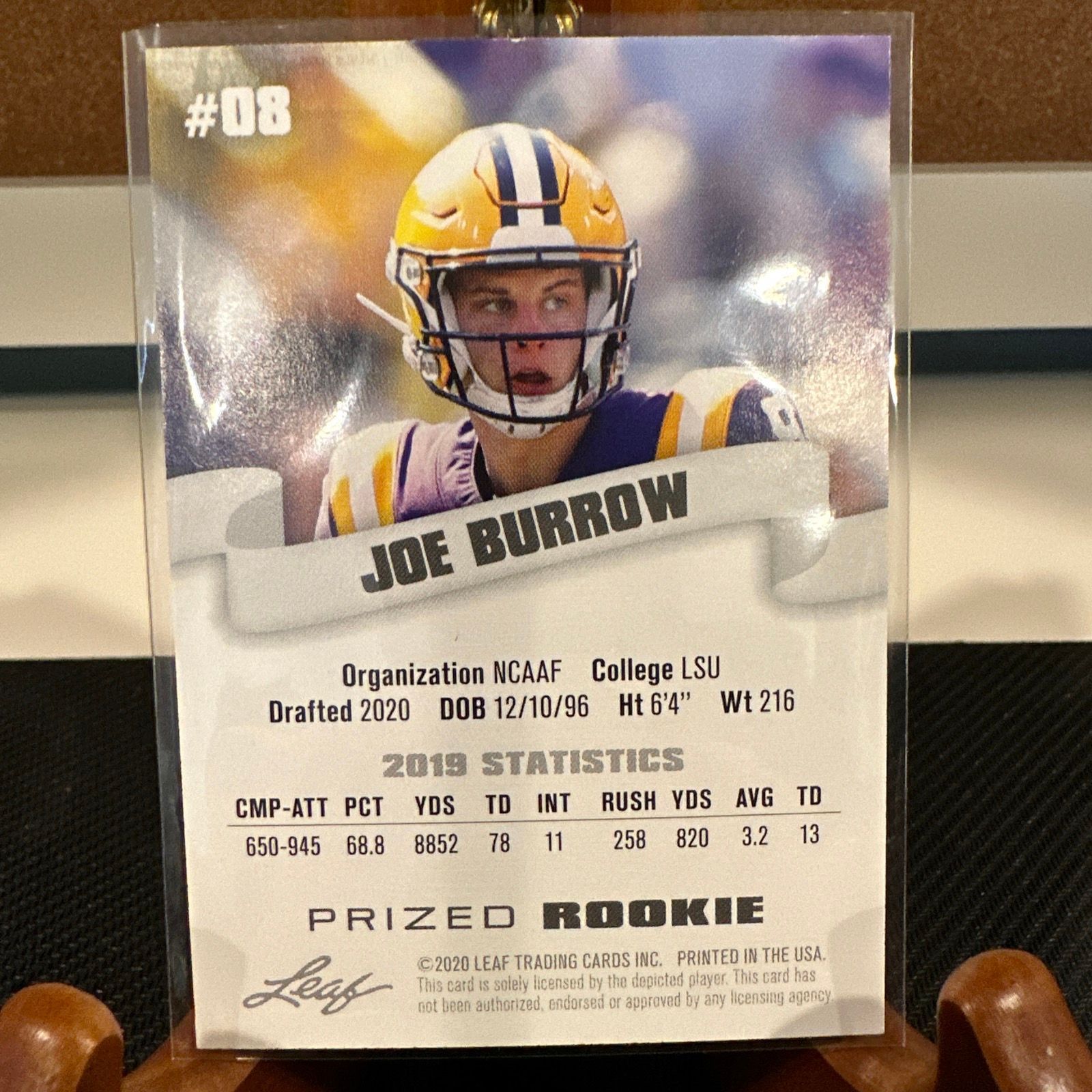 2020 Leaf Special selling Release Prized Rookie #8 JOE BURROW RC Rookie PSA 10