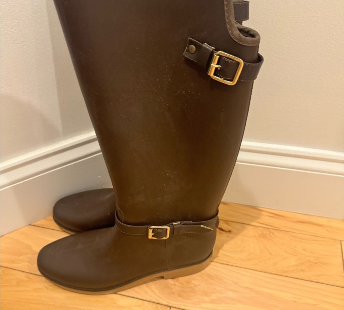 Aerosoles Martha Stewart brown rubber boots sz 26 · Whatnot: Shop