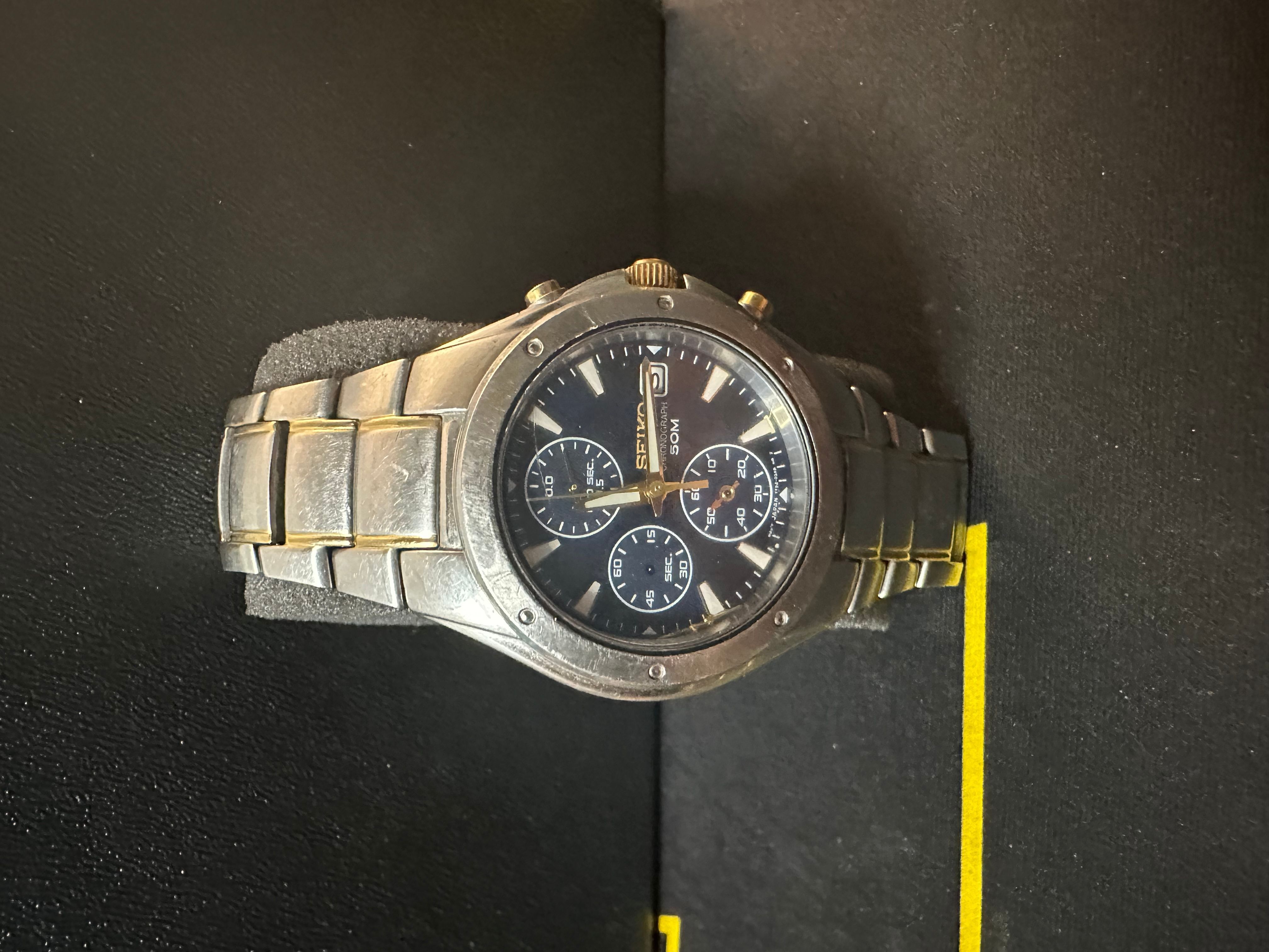 Seiko chronograph 50m store gold