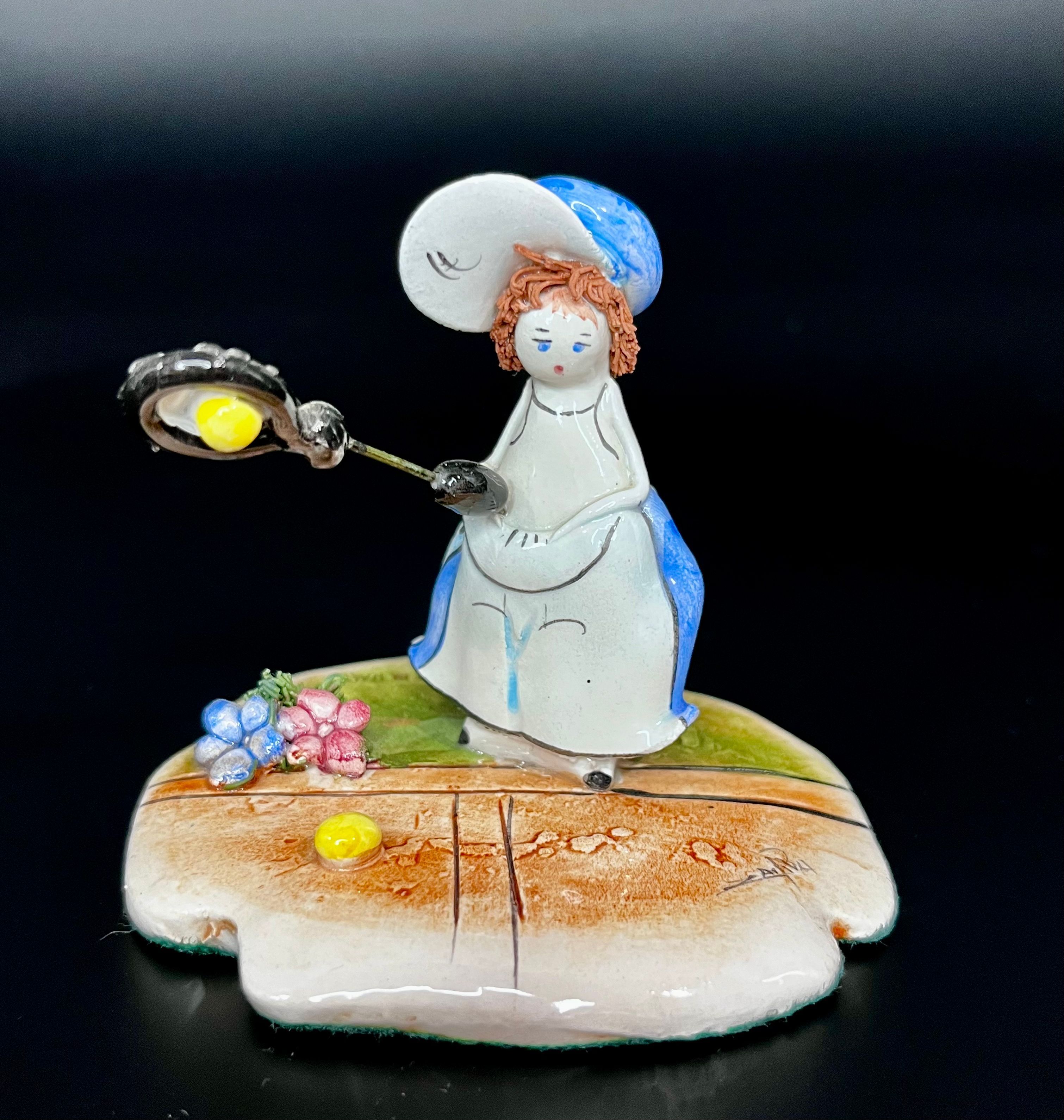 Zampiva Italy rare porcelain chef outlet spaghetti hair vintage figurine artist signed with label