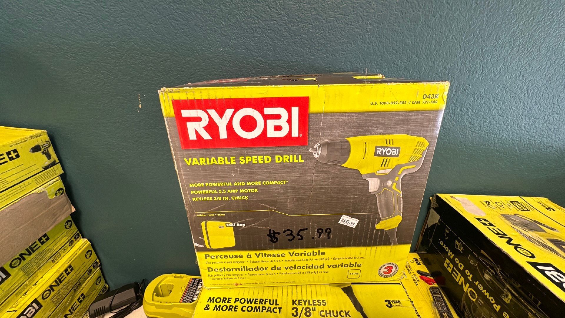 Variable speed drill Ryobi corded with tool bag retail $60