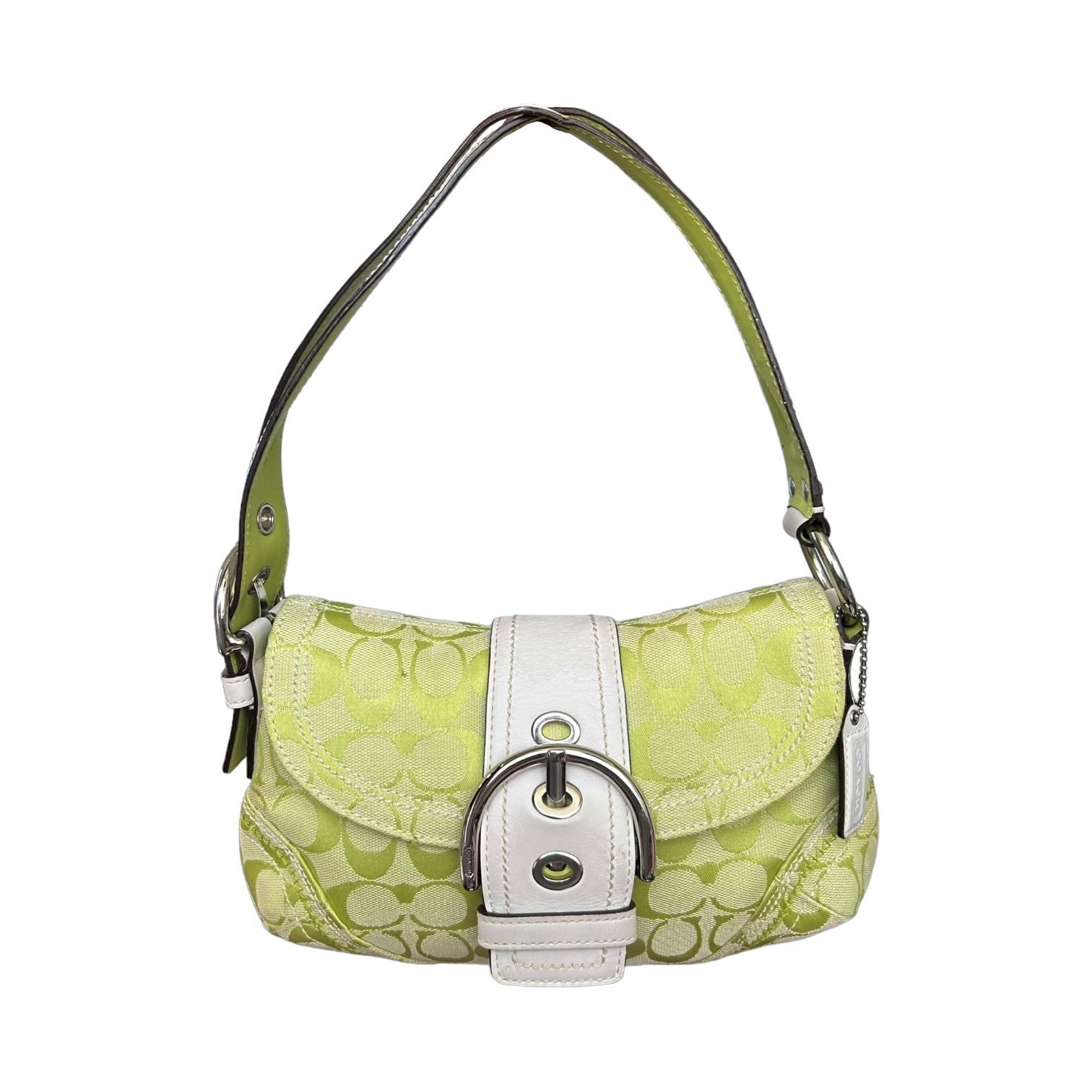 Coach Lime Green Leather Soho Pleated Shoulder Bag | Depop