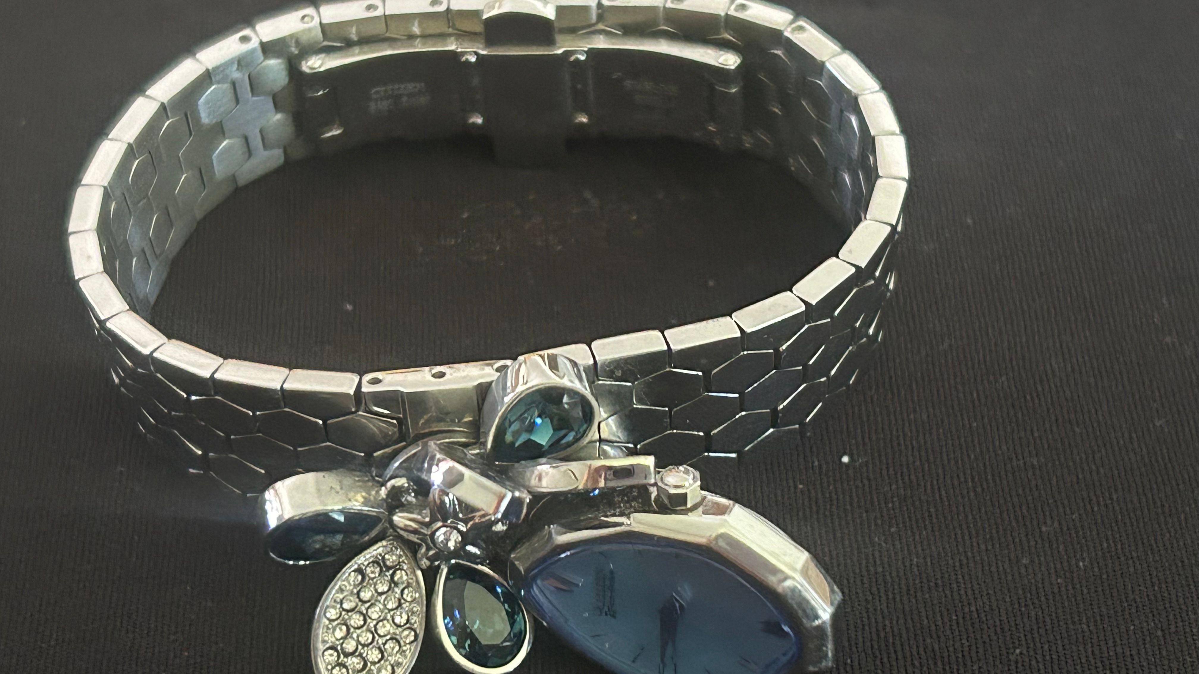 A7. CITIZEN Lobella Blue Crystal Flower Link Bracelet
