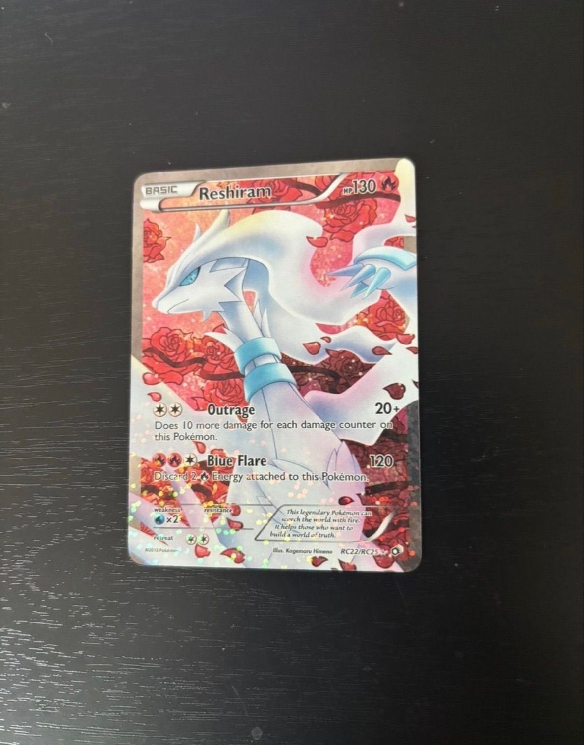Reshiram - Fire - RC22/RC25 - (Heavily Played) (Full Art) - Legendary Treasures: Radiant Collection (LTR)