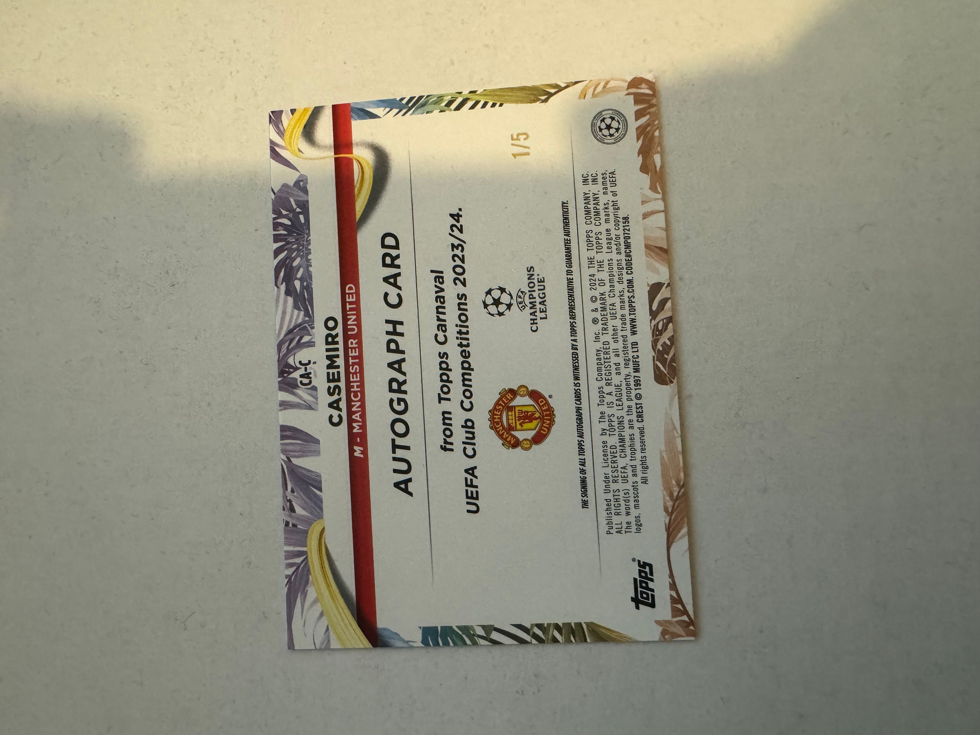 Casemiro Auto 1/5 Topps Carnaval 23-24 · Whatnot: Buy, Sell & Go Live