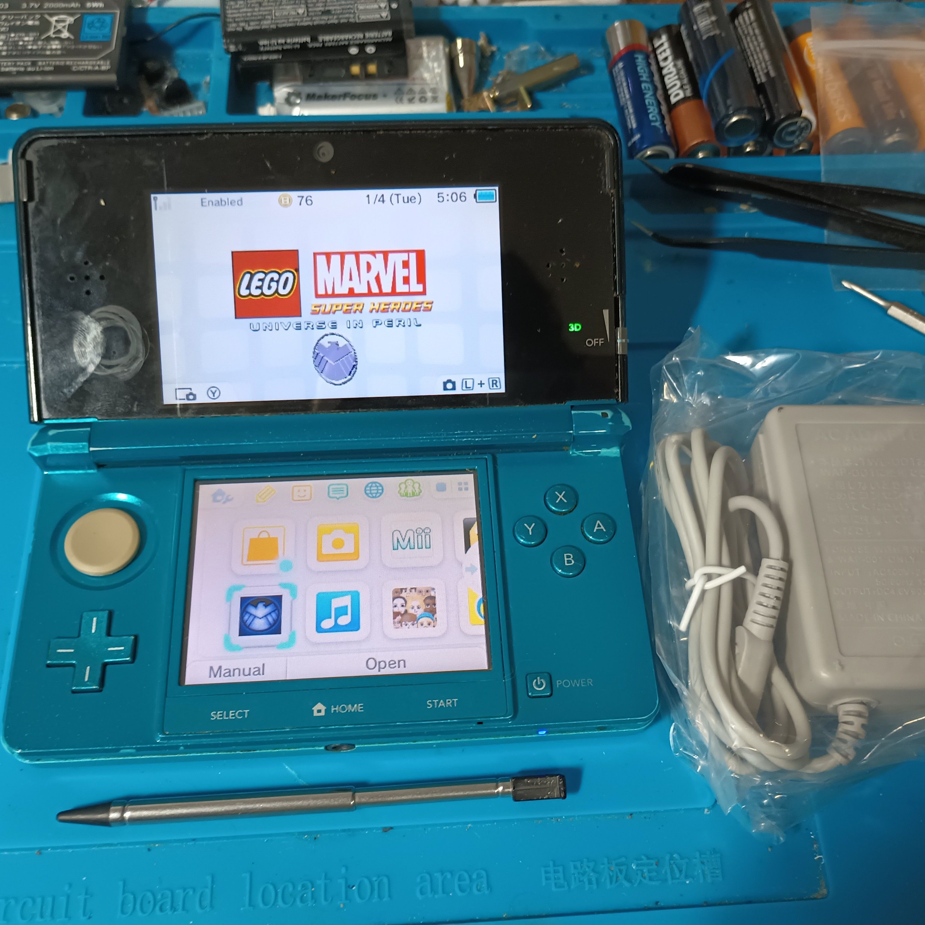 Nintendo 3DS in Aqua Blue with Zelda ocarina of offers time