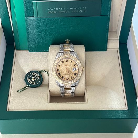 Rolex 41mm Datejust Iced Out Two-Tone Yellow Gold · Whatnot