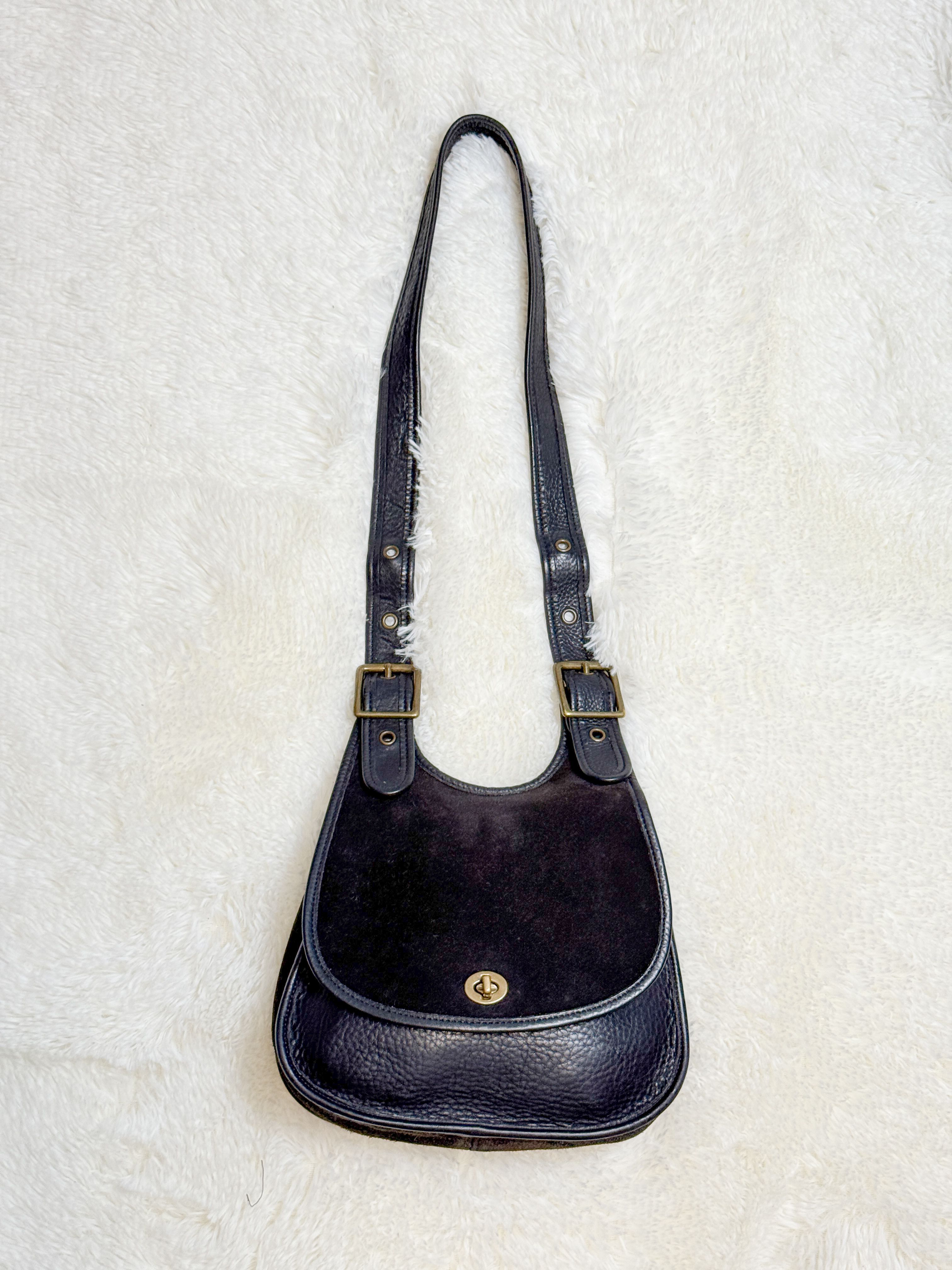 004. Vintage Coach Berkeley Saddle Bag 9014 in Black, 1996