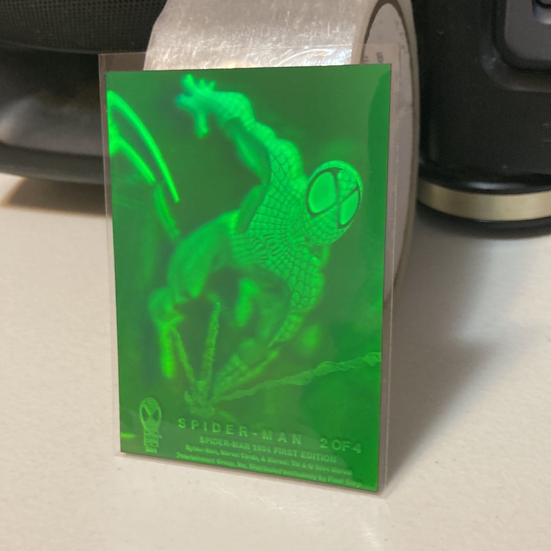 spider man 1994 first edition hologram card Amazon.com: 1994 Fleer Marvel Universe 3D Hologram #1 of 4 main image 0
