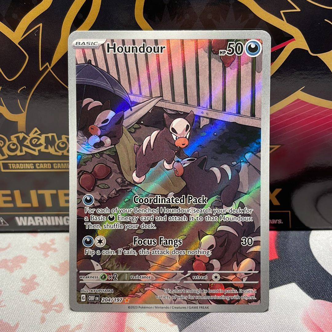 Houndour 204/197 Illustration Rare Obsidian Flames Scarlet and Violet   Whatnot: Shop, Sell, Connect
