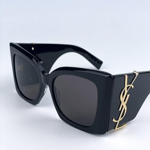 NEW Saint Laurent SLM119 BLAZE 001 Black Grey Oversized Cat