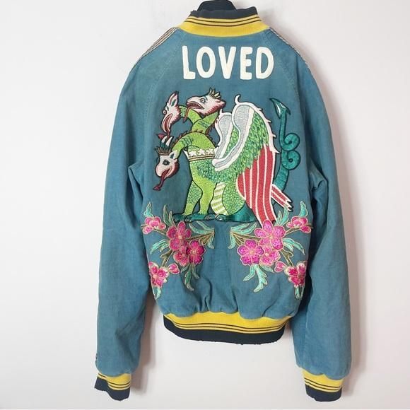 GUCCI Dragon Embroidered Corduroy Bomber Jacket M · Whatnot