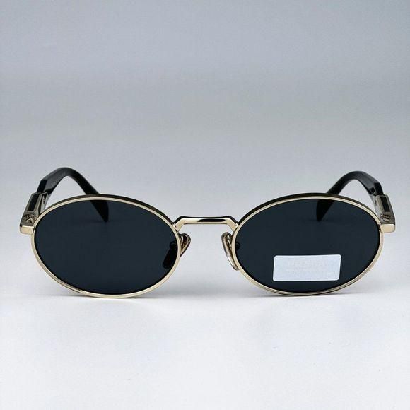NEW Prada PR65ZS ZVN09T Pale Gold Dark Grey Oval Metal