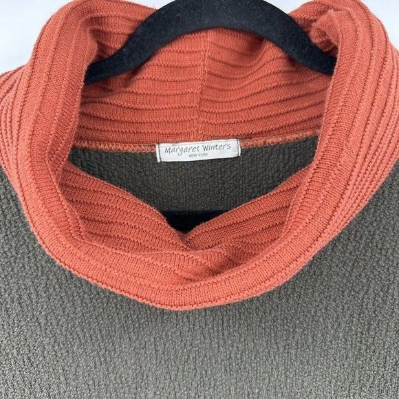 Margaret Winters Green Cowl Neck Sweater Lagenlook Textured