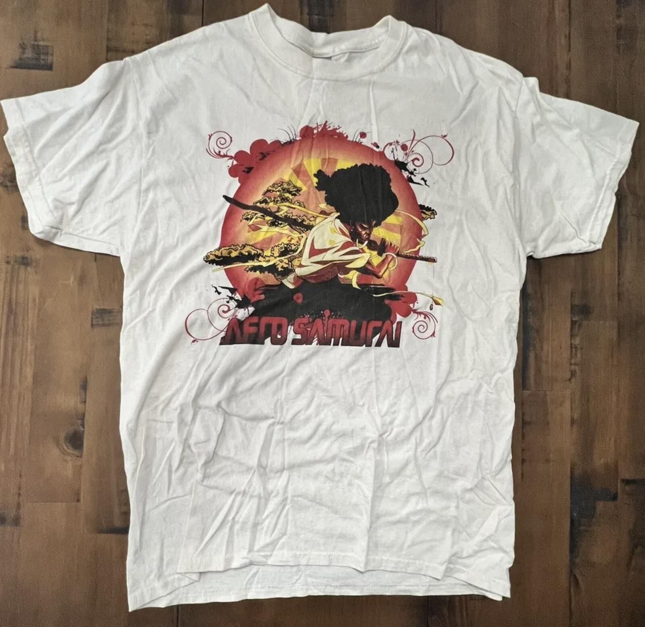 RARE AFRO SAMURAI T SHIRT JAPANESE ANIME SAMURAI CHAMPLOO