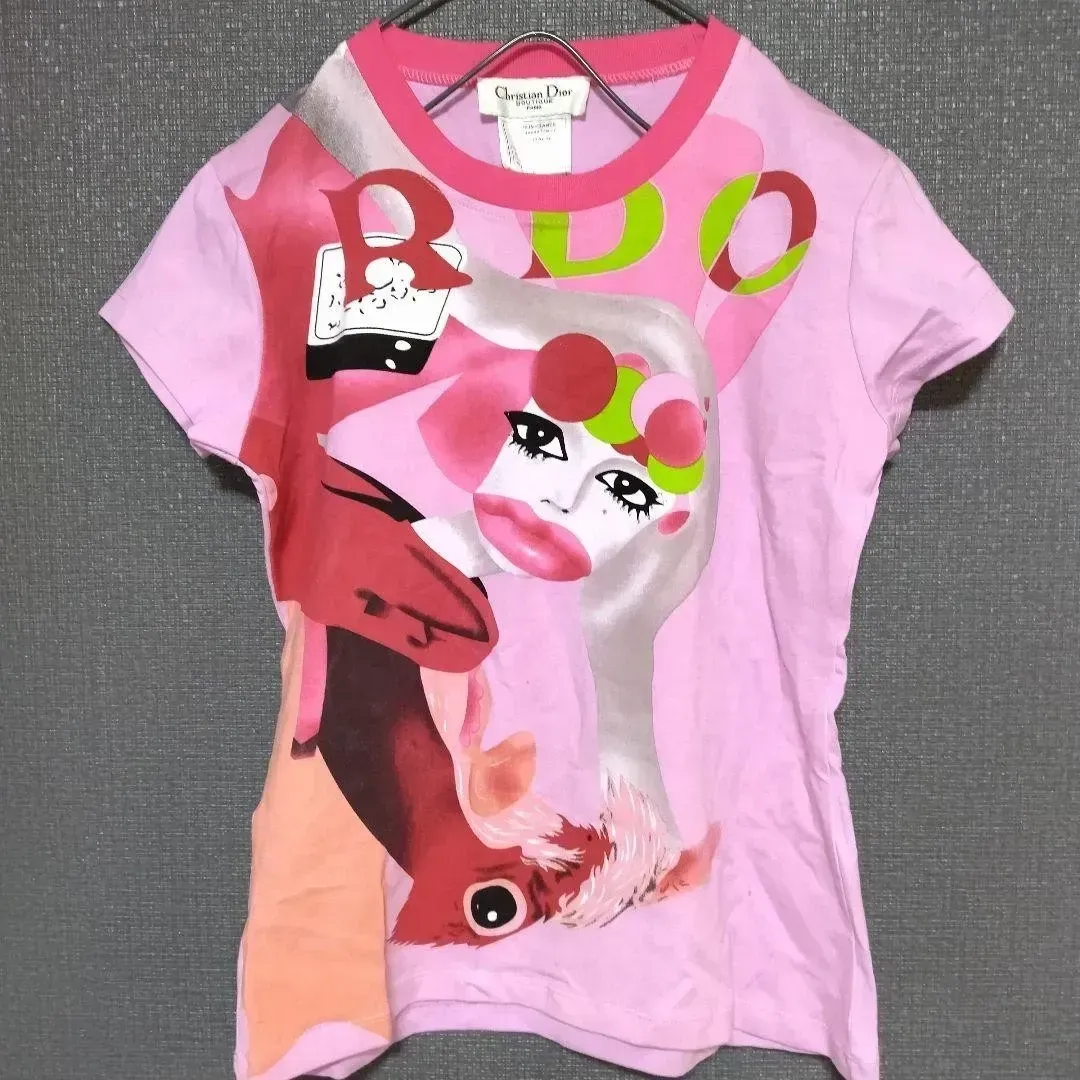 Christian Dior PINK Graphic T-Shirt by John Galliano ¨C Size 40