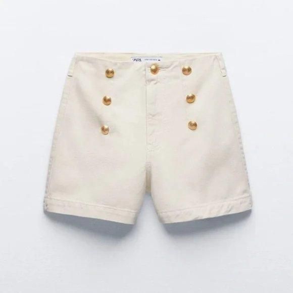 ZARA DENIM SHORTS WITH GOLD BUTTON DETAILS · Whatnot: Shop, Sell