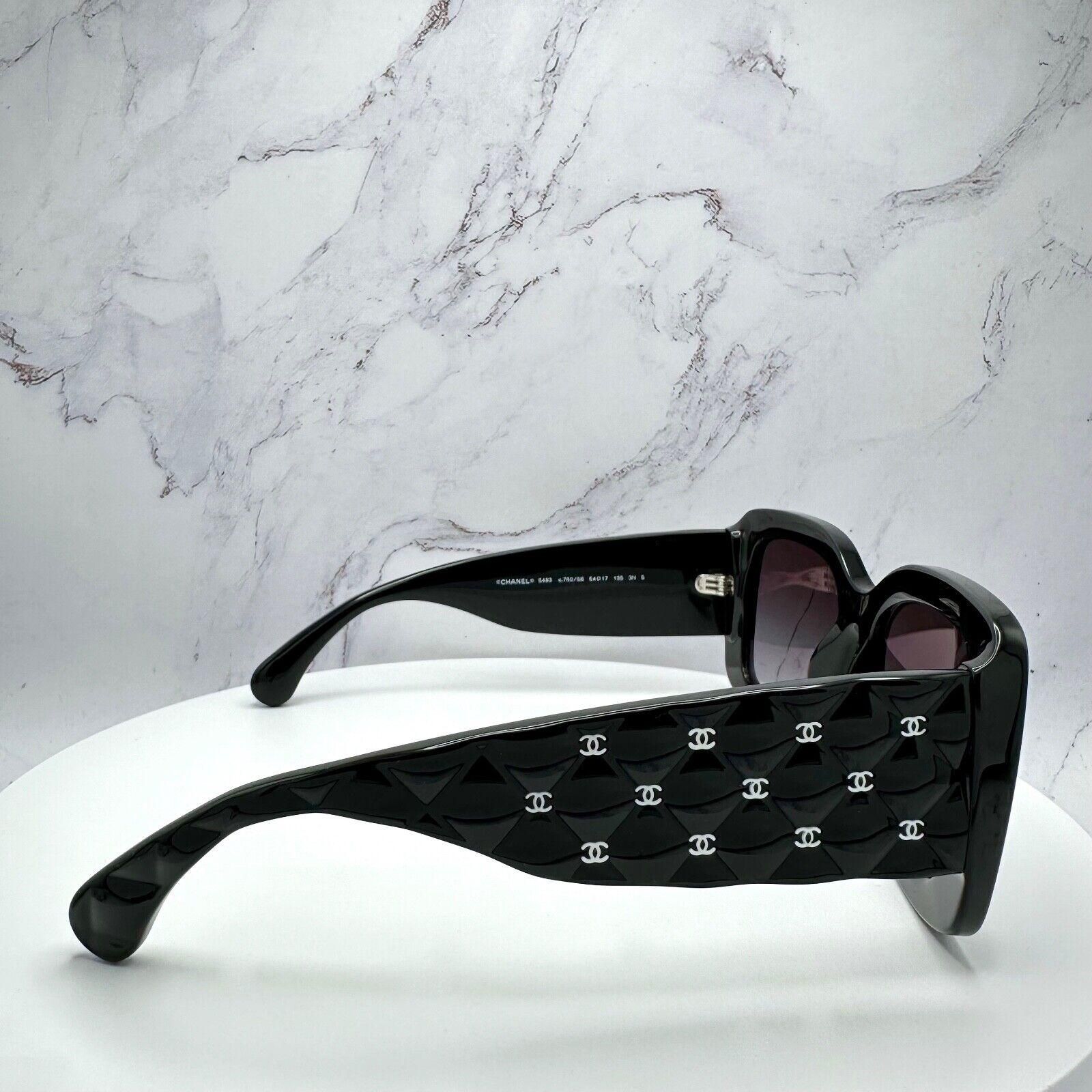 Chanel Sunglasses Black Quilted Runway White CC Logos Chanel Sunglasses Black Quilted Runway White CC Logos