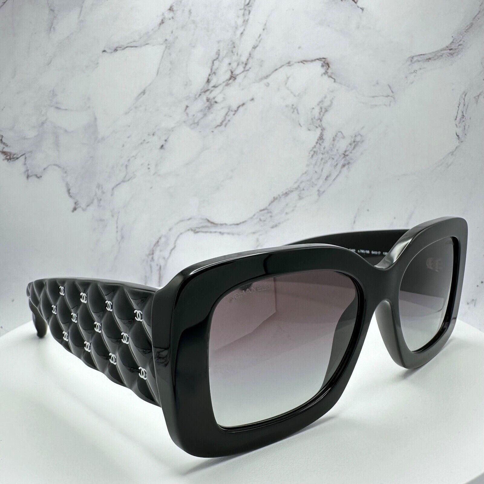 Chanel Sunglasses Black Quilted Runway White CC Logos
