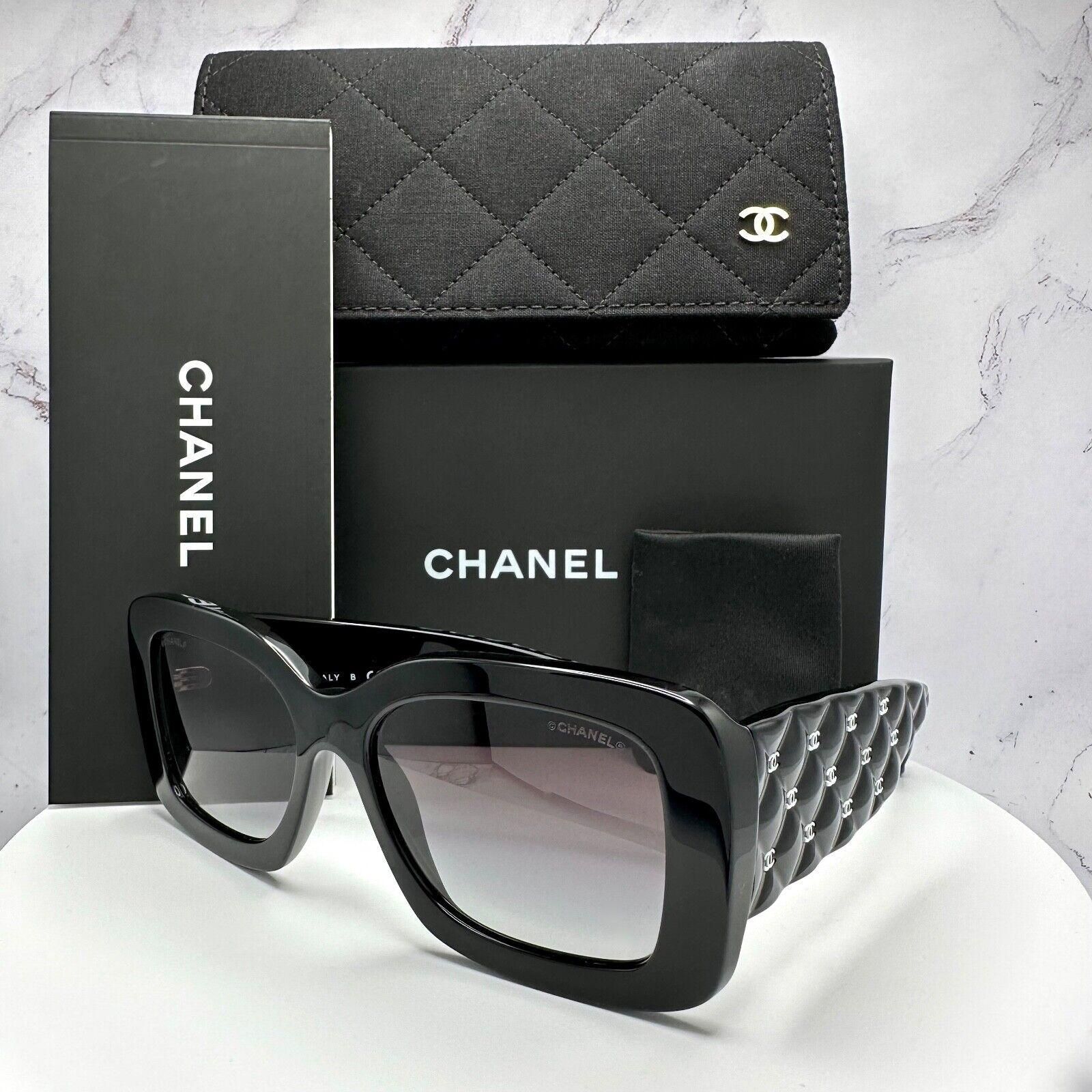 Chanel Sunglasses Black Quilted Runway White CC Logos