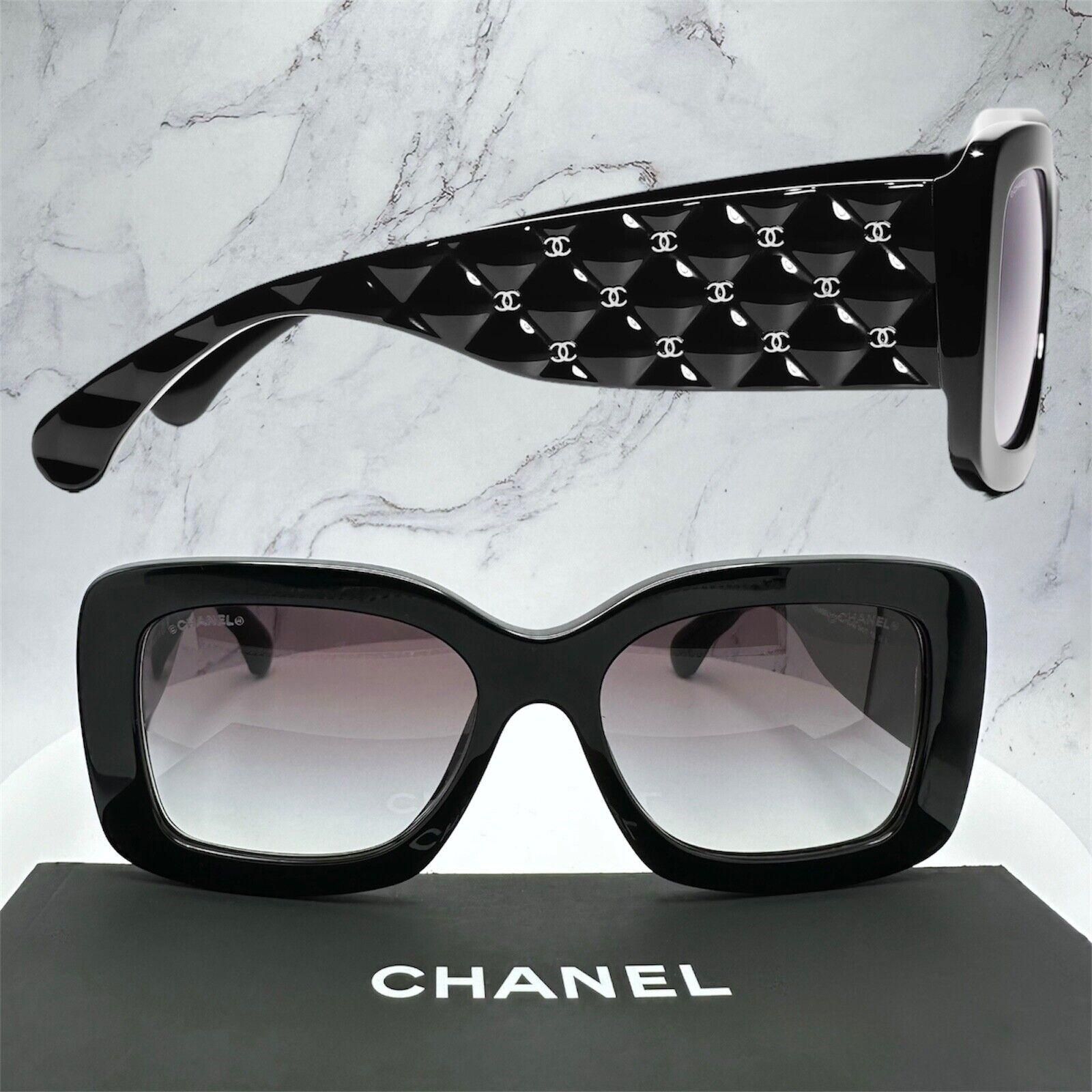 Chanel Sunglasses Black Quilted Runway White CC Logos Chanel Sunglasses Black Quilted Runway White CC Logos