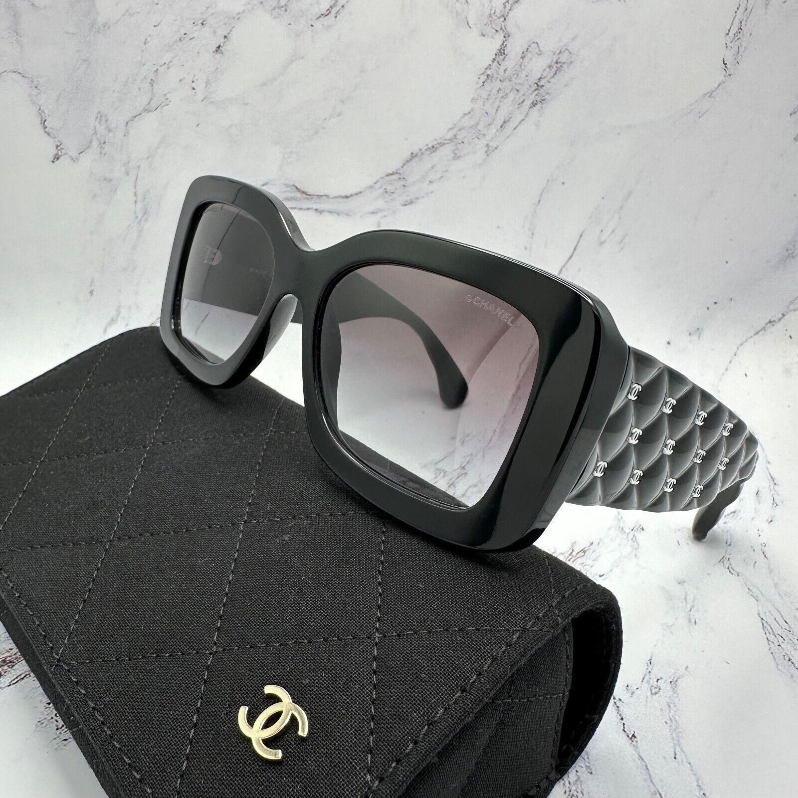 Chanel Sunglasses Black Quilted Runway White CC Logos Chanel Sunglasses Black Quilted Runway White CC Logos