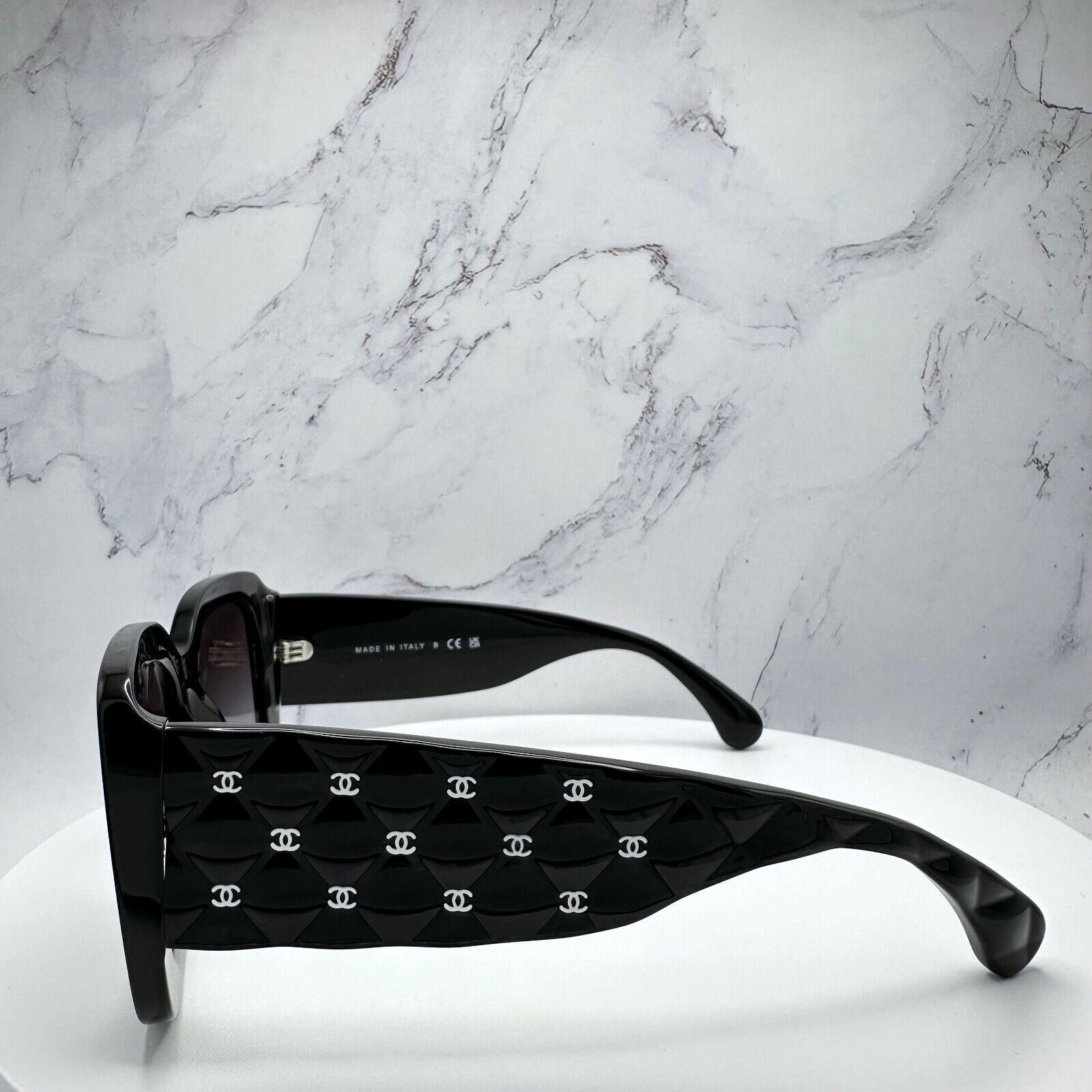 Chanel Sunglasses Black Quilted Runway White CC Logos