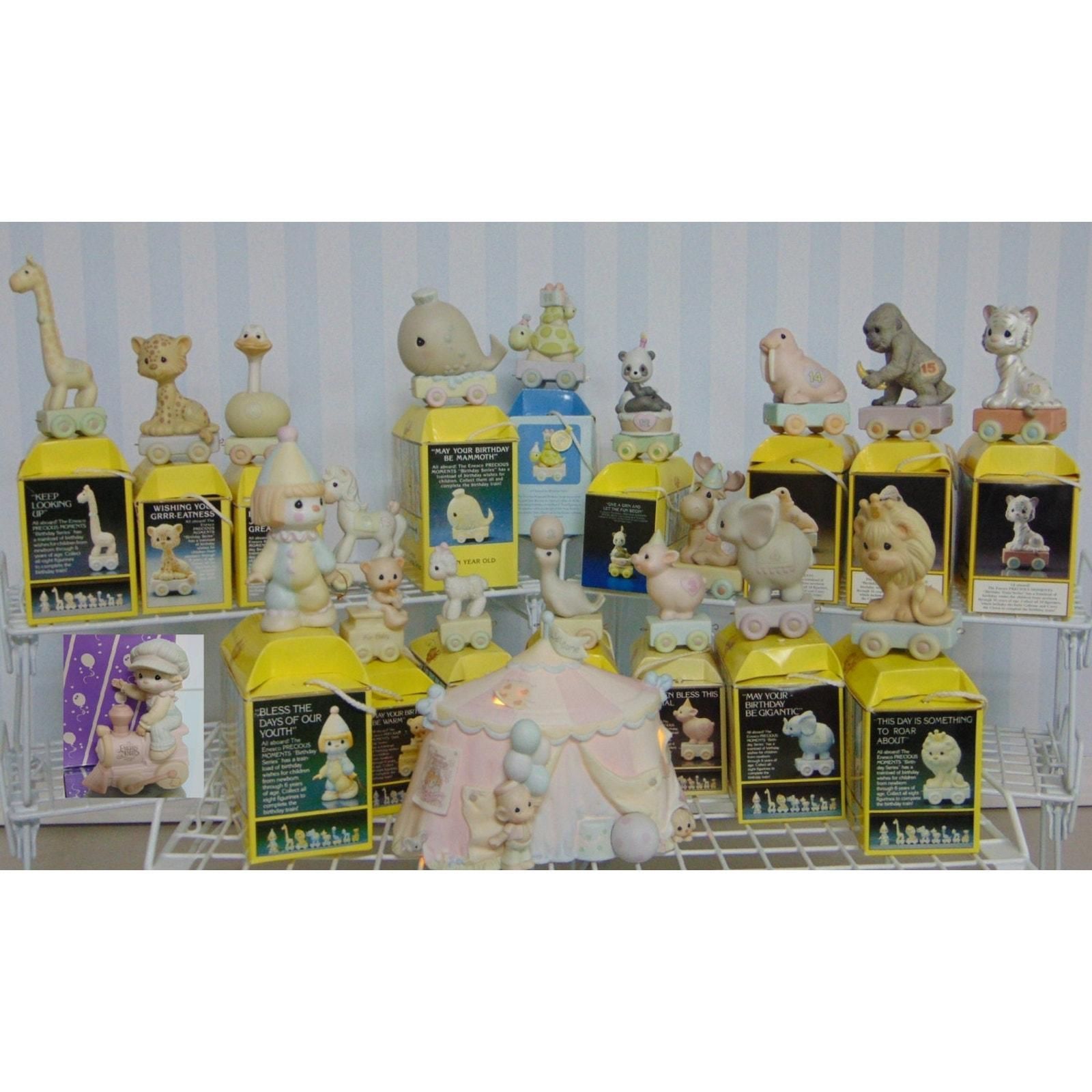 VTG 12 Precious Moments BIRTHDAY TRAIN FIGURINES