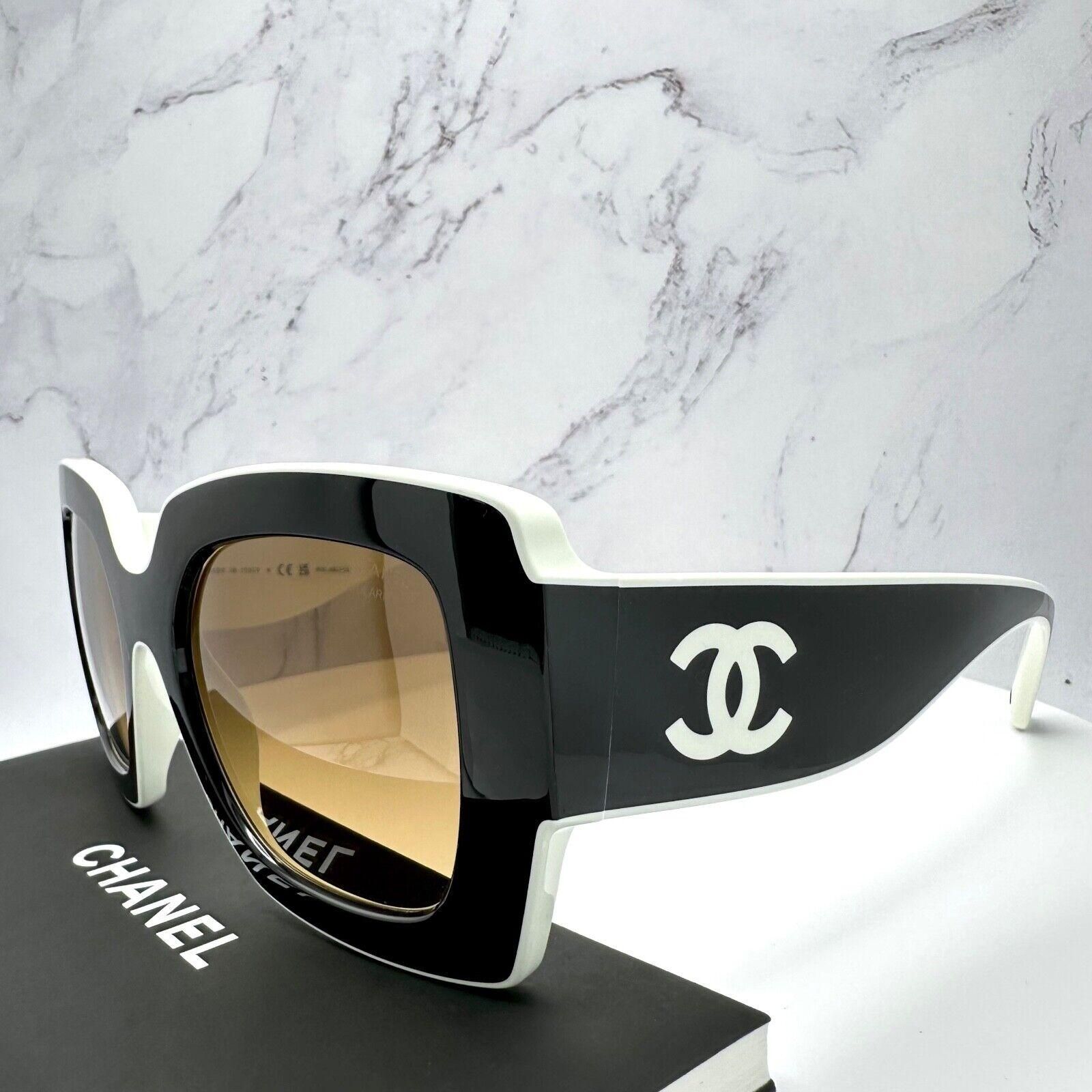 Chanel Sunglasses Black White Polarized Square CC Logo Chanel Sunglasses Black White Polarized Square CC Logo