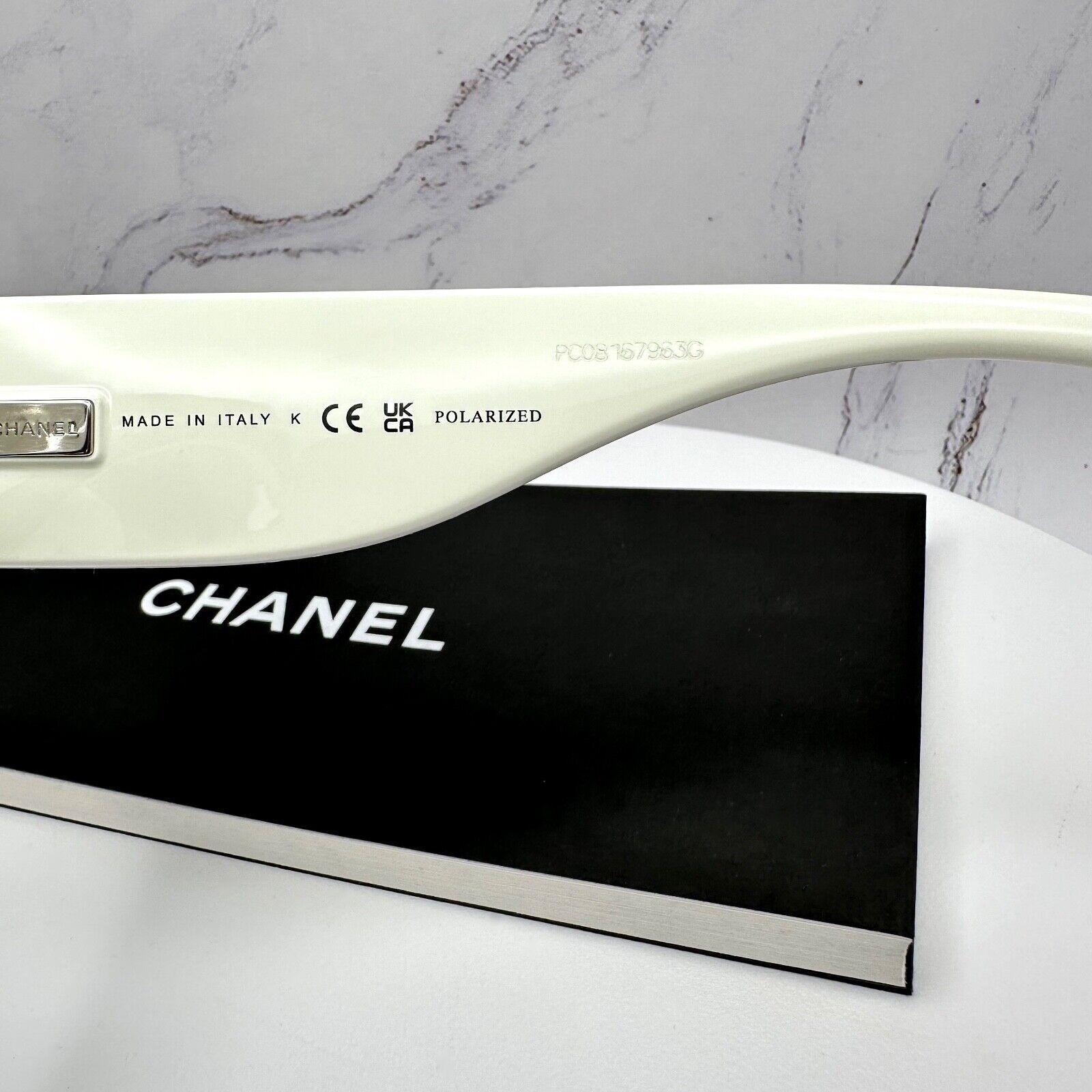 Chanel Sunglasses Black White Polarized Square CC Logo Chanel Sunglasses Black White Polarized Square CC Logo