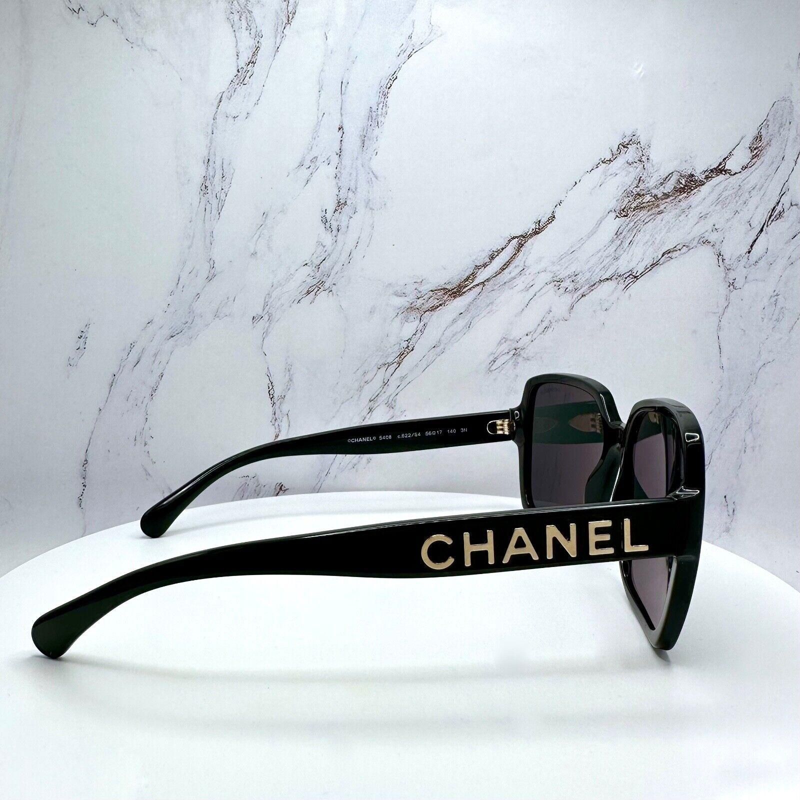 CHANEL Sunglasses Black 3D Gold Metal Logo 100% Authentic