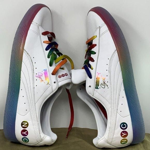 PUMA Authentic Men's Clyde PRD Puma White Athletic Shoes, 12 M US