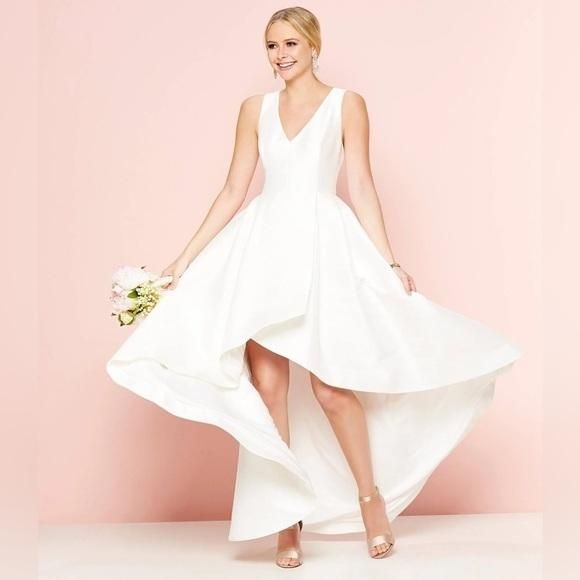 CALVIN KLEIN High-Low A-Line Gown, white evening dress