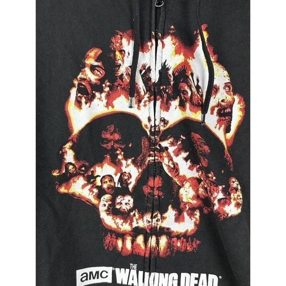 The Walking Dead TWD Sweatshirt AMC Skull Zombie Full Zip