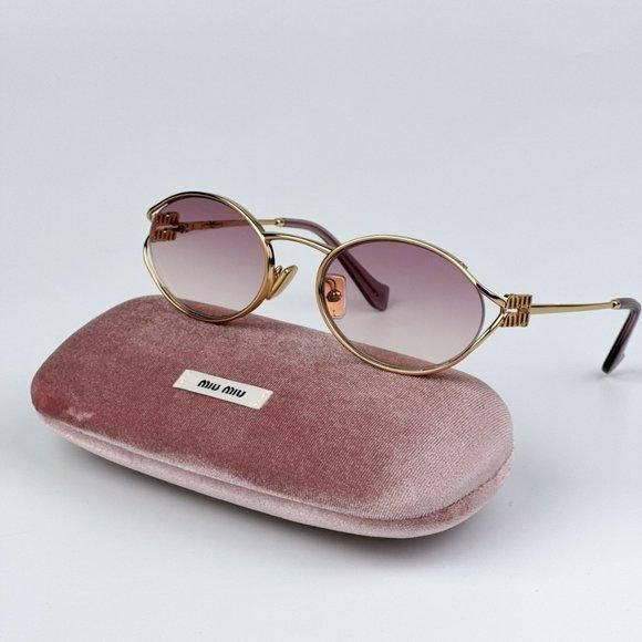 NEW Miu Miu MU52YS 5AK06S Gold Brown Gradient Violet Oval