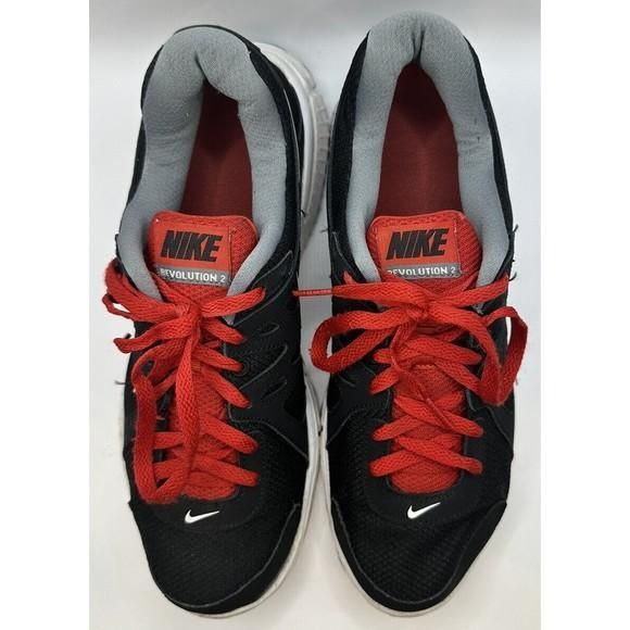 Nike Men's Revolution Black University Red Running Shoes Size