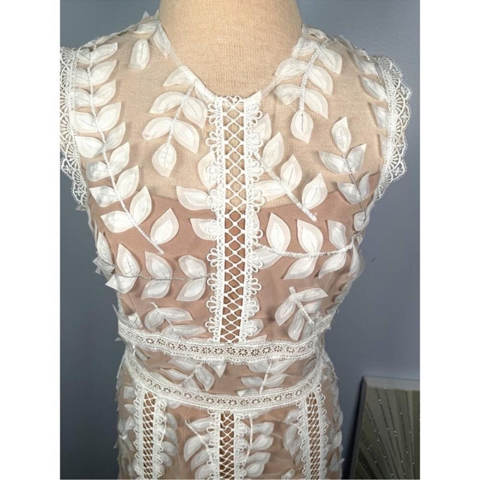Bronx and Banco White Saba Blanc Floral Tulle Lace Midi Dress Size Medium   Whatnot: Shop, Sell, Connect