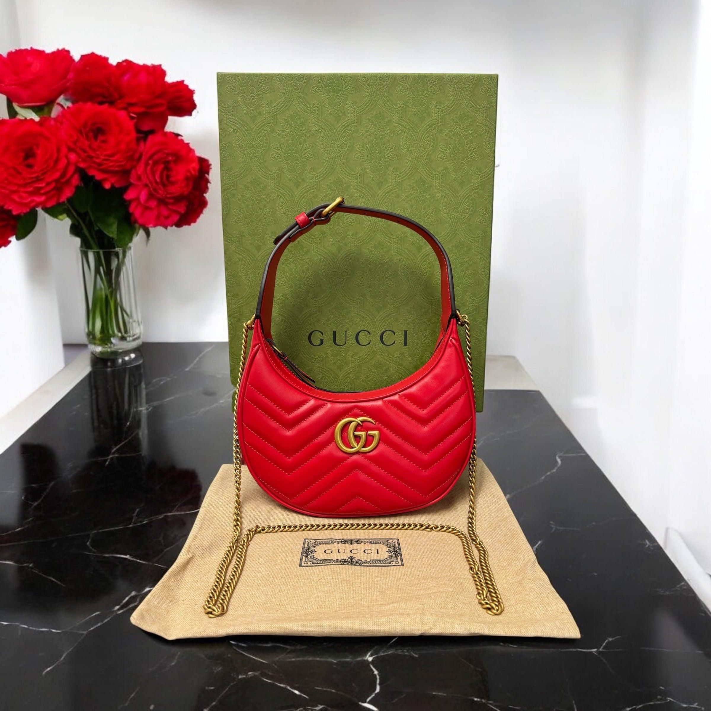BRAND NEW- Gucci GG Marmont Matelassé Mini Red Leather Bag